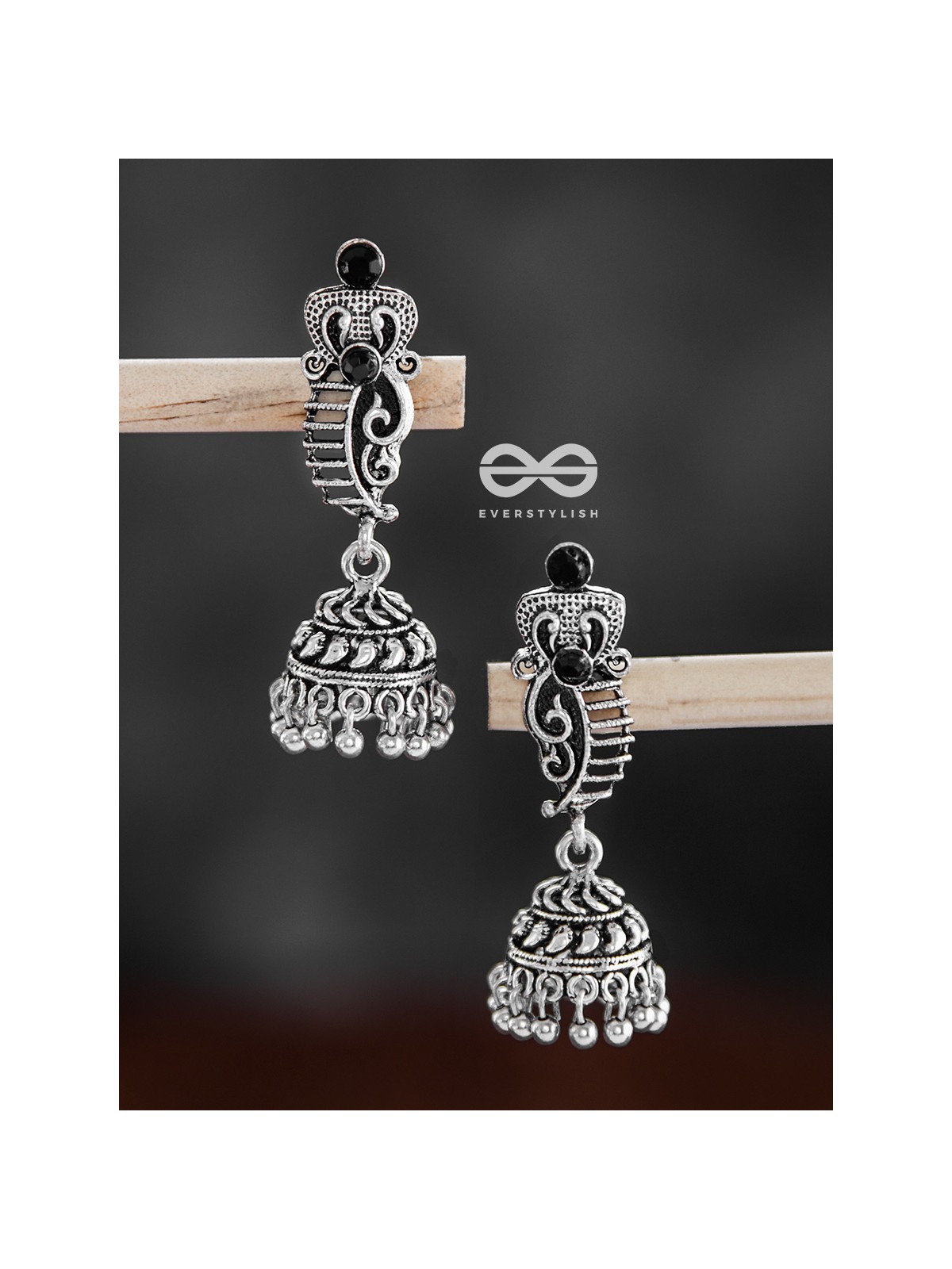 The Cute Little Artwork Jhumkis (Onyx Black) - Tiny Trinket Earrings