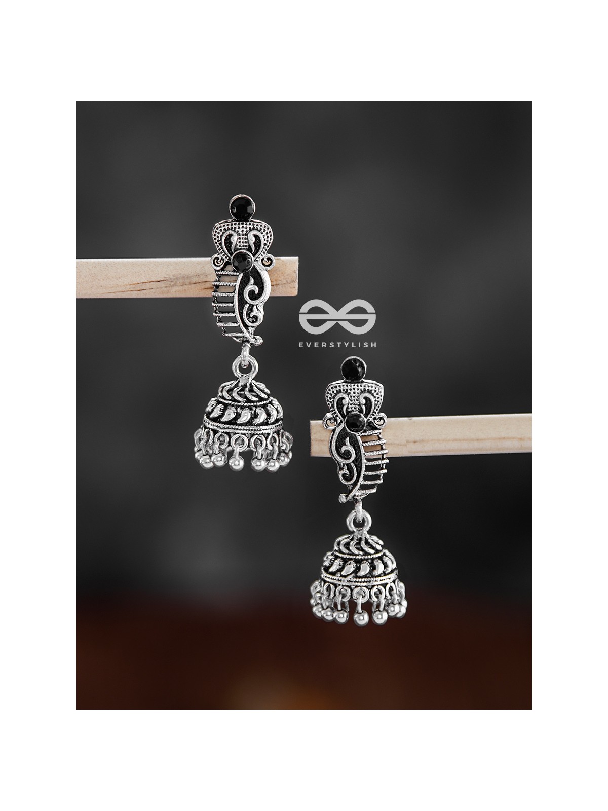 The Cute Little Artwork Jhumkis (Onyx Black) - Tiny Trinket Earrings