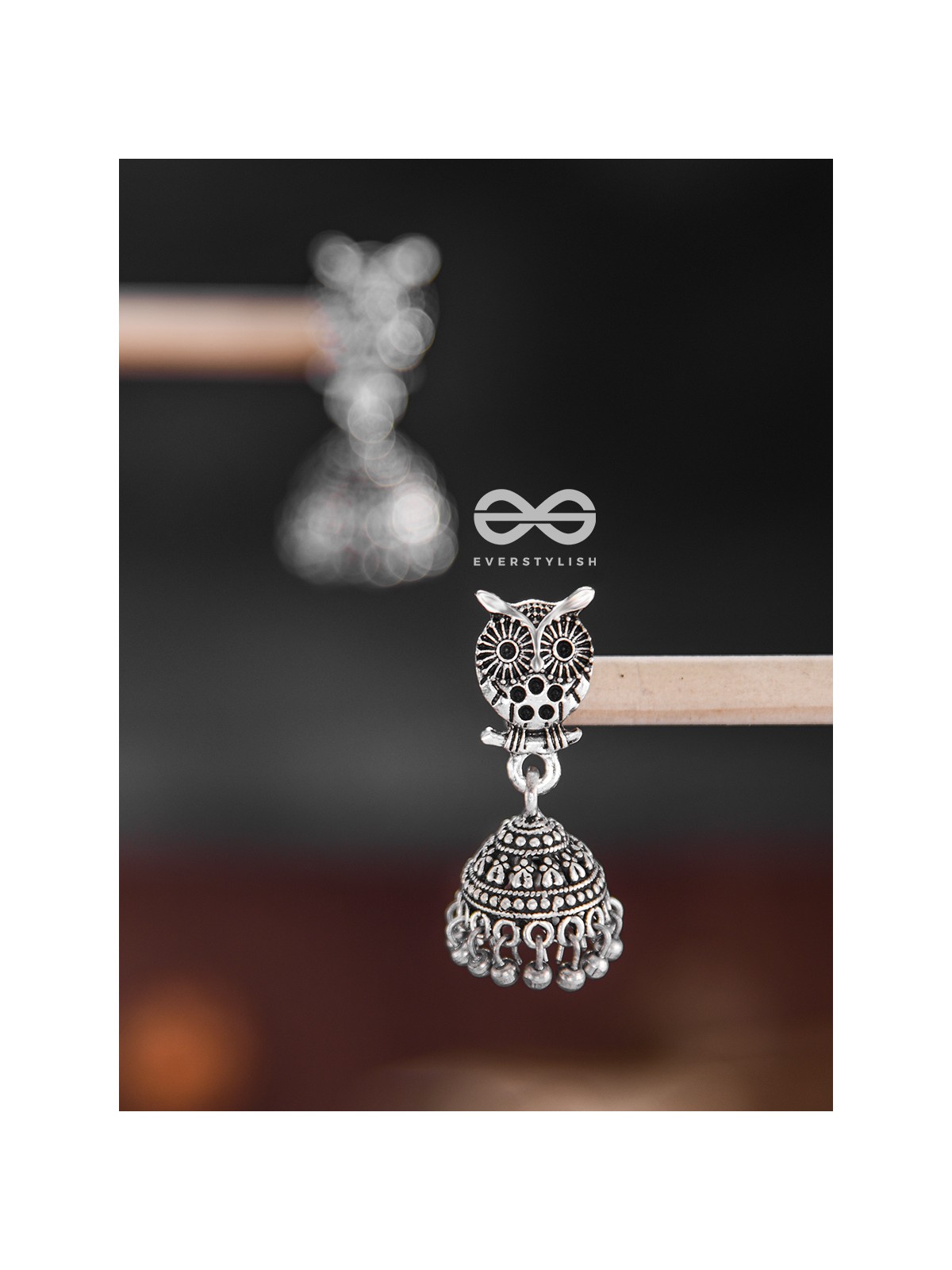 The Little Cute Owl Jhumkis - Oxidised Boho Earrings