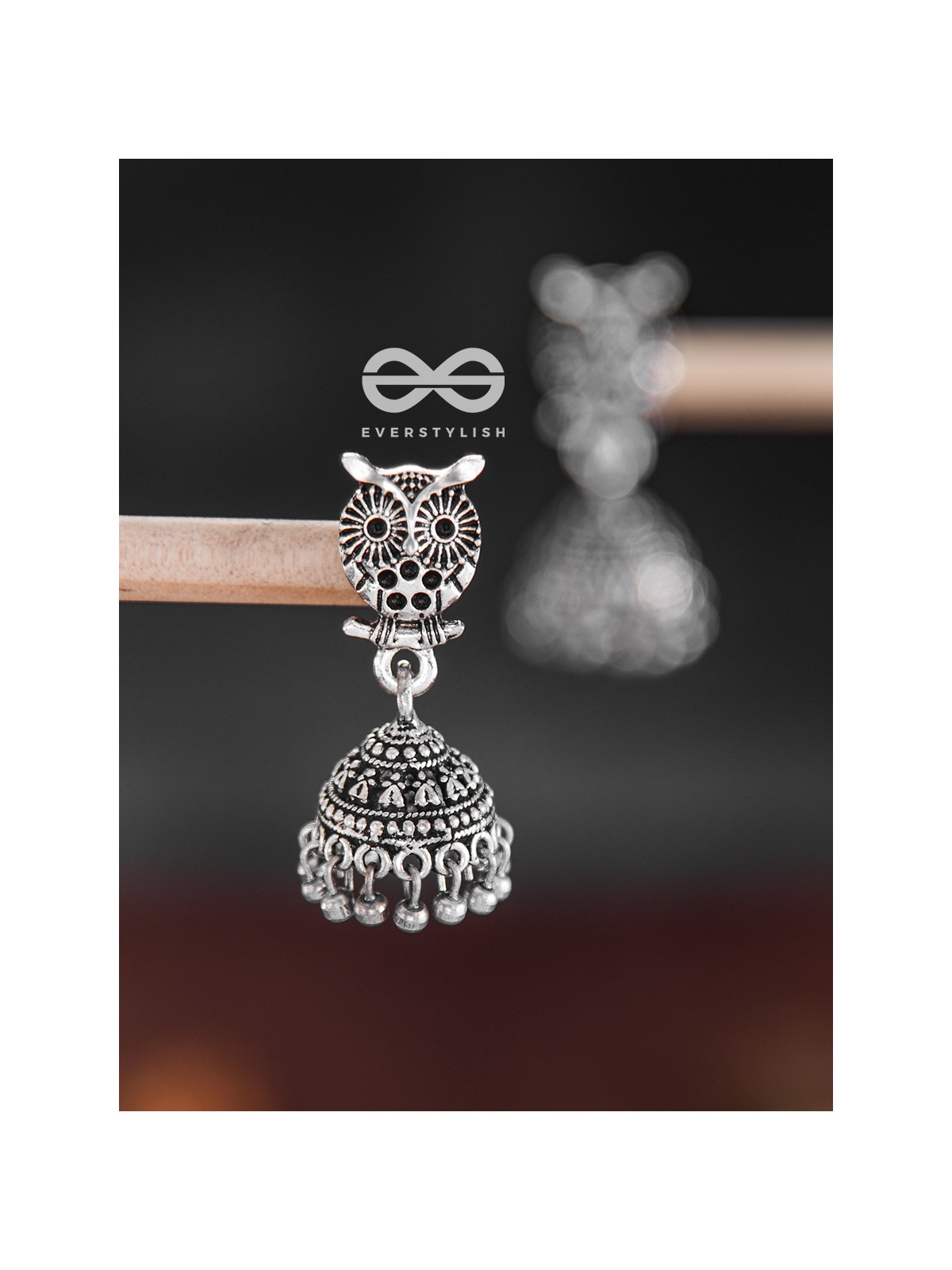 The Little Cute Owl Jhumkis - Oxidised Boho Earrings