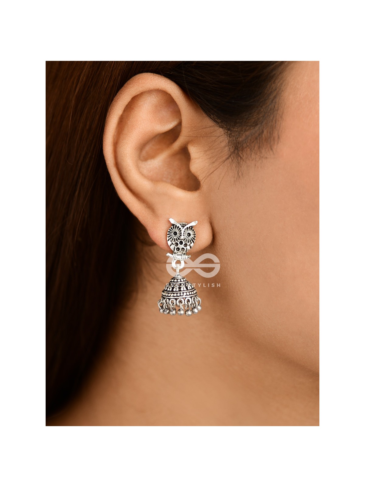 The Little Cute Owl Jhumkis - Oxidised Boho Earrings