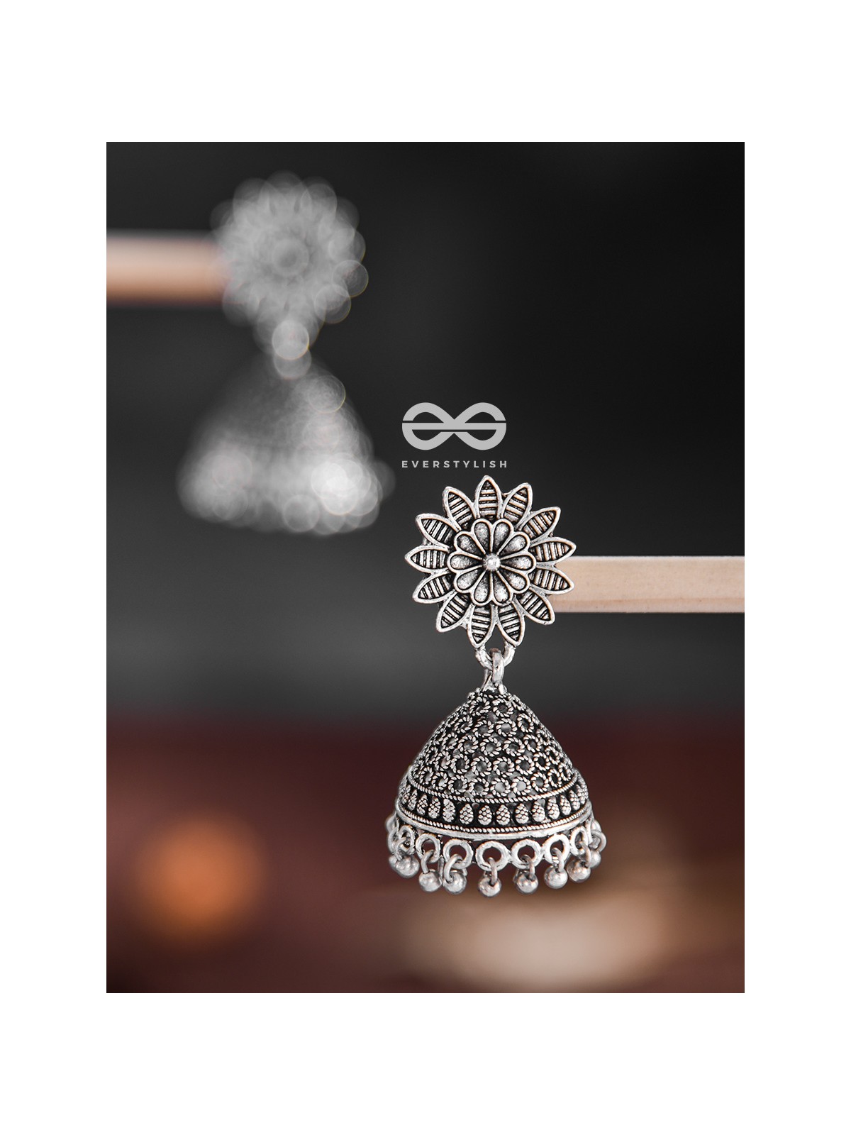 The Floral Statement Jhumkas - Oxidised Boho Earrings