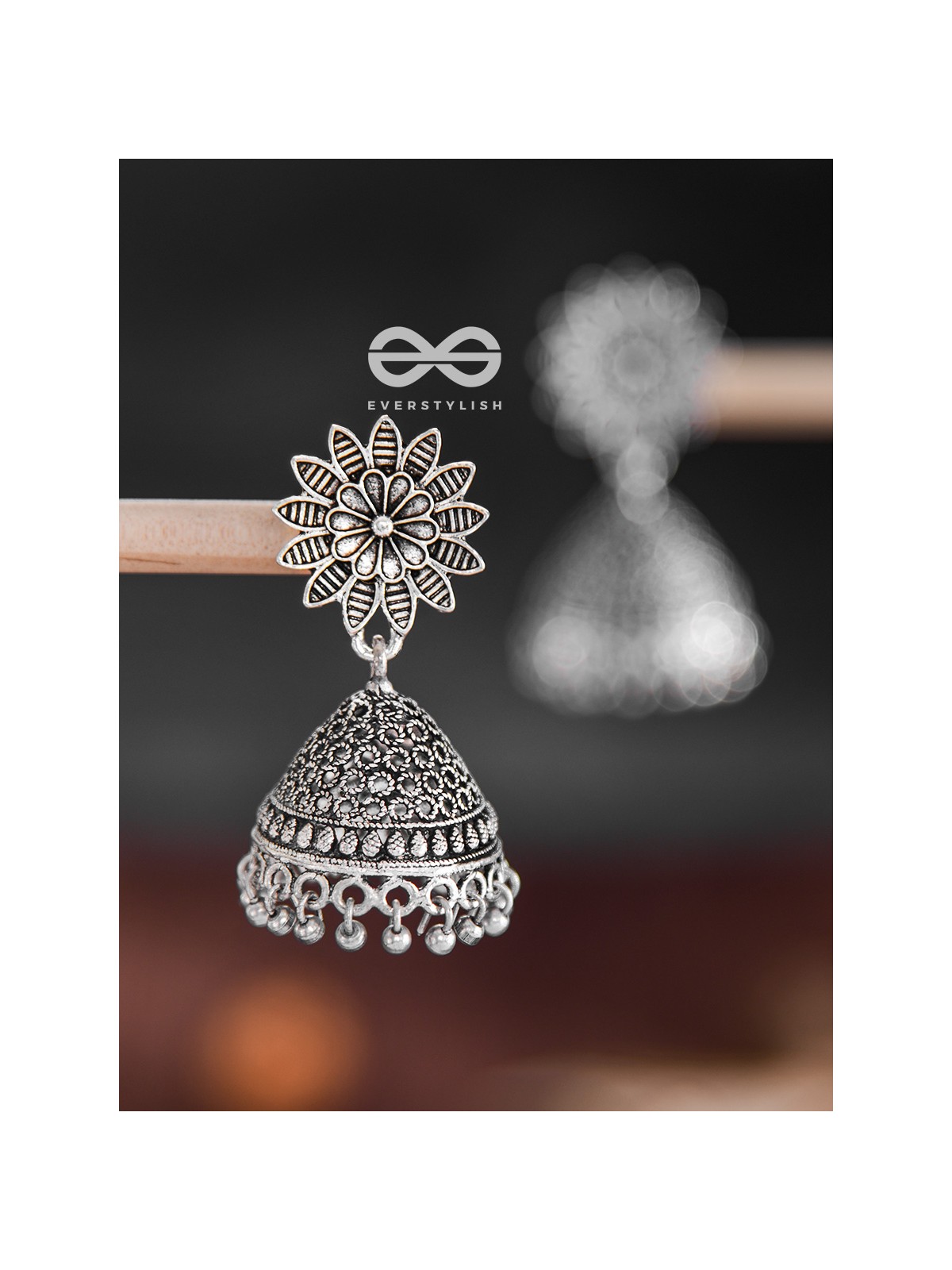 The Floral Statement Jhumkas - Oxidised Boho Earrings