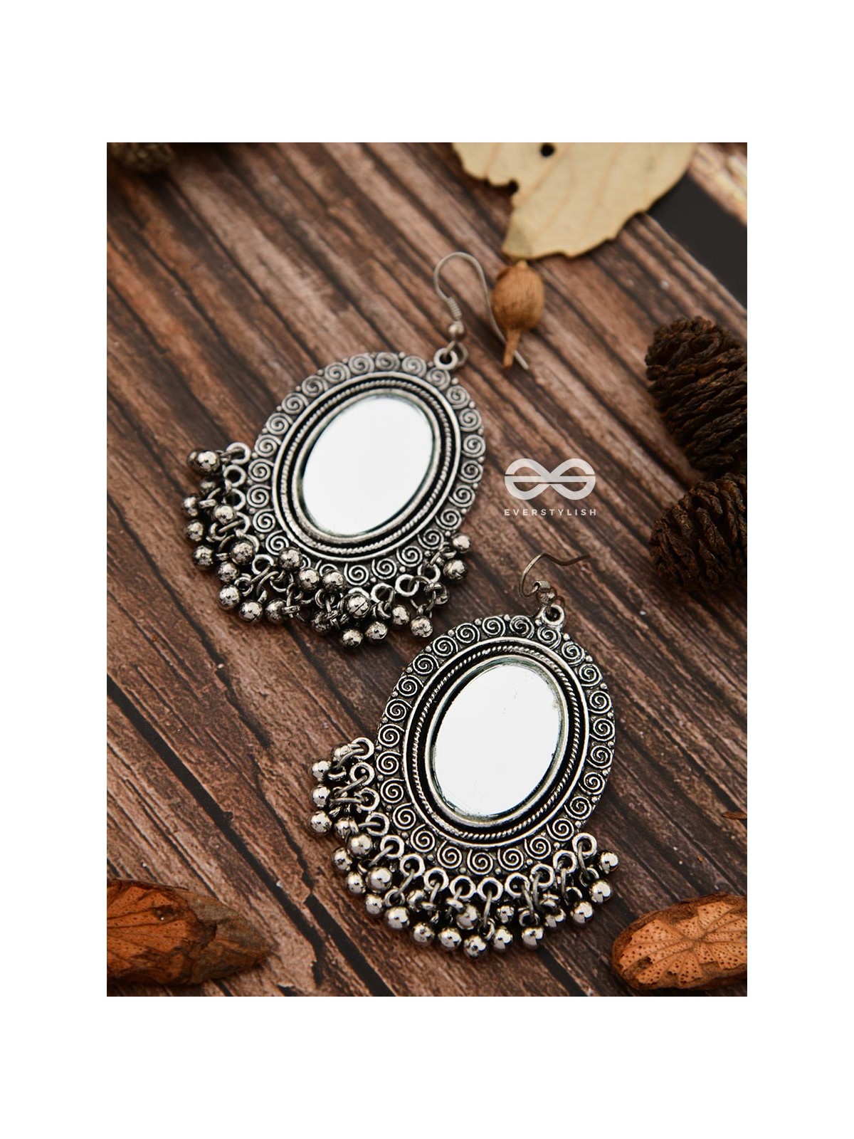 The Vintage Mirrors - Oxidised Boho Earrings