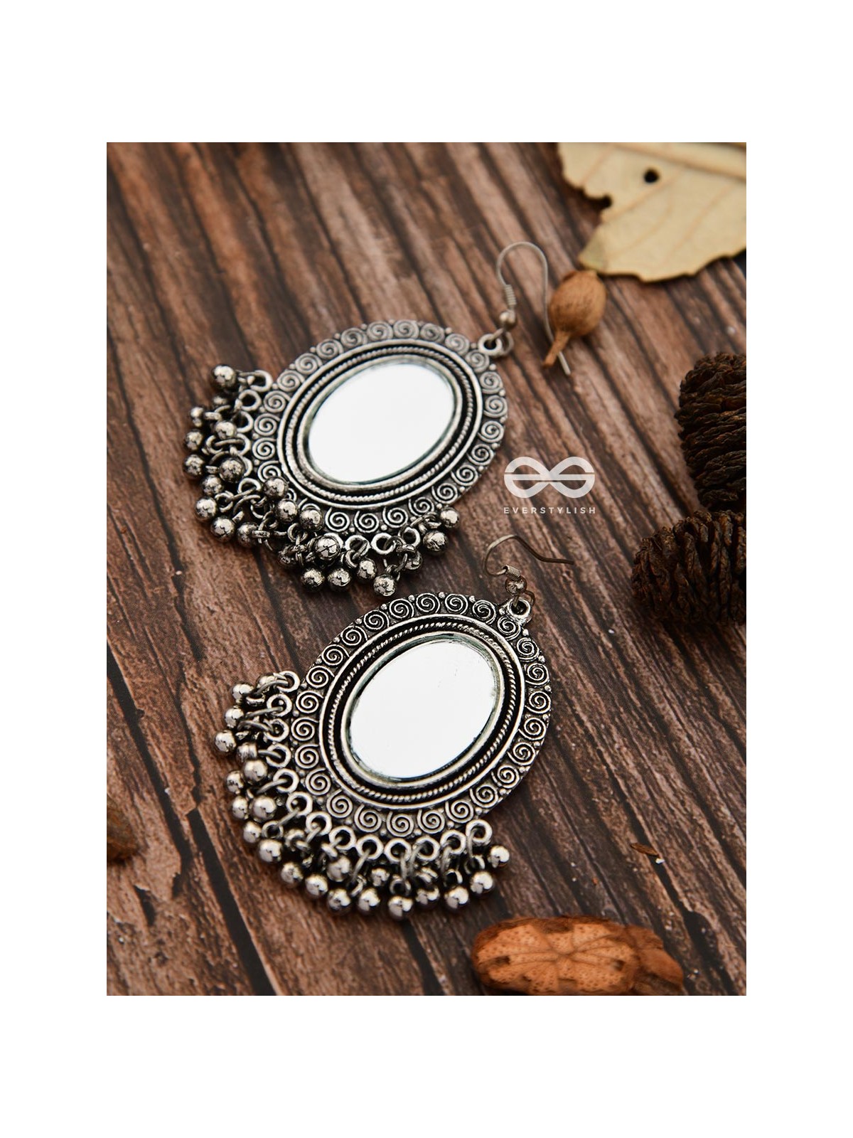 The Vintage Mirrors - Oxidised Boho Earrings