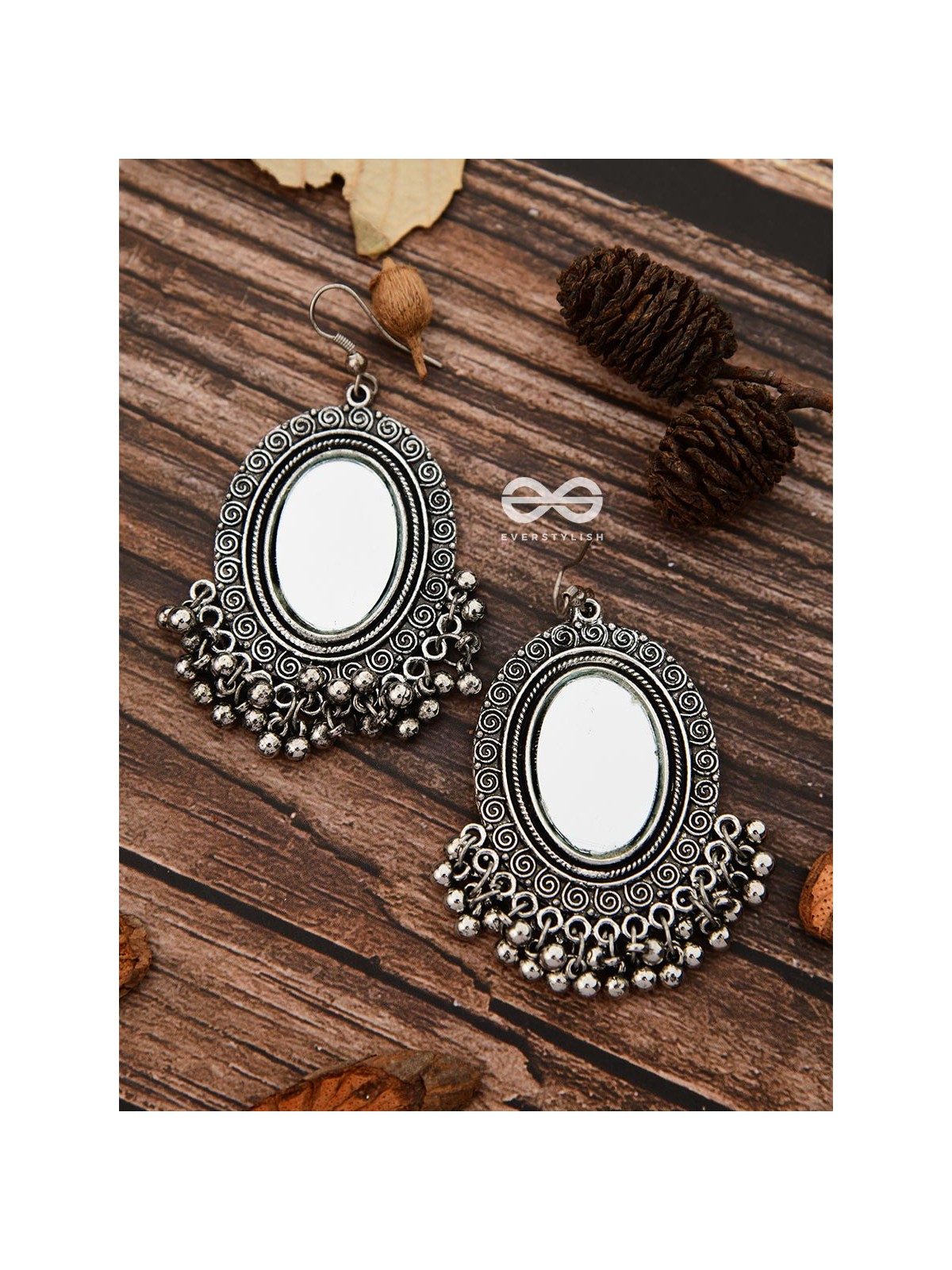 The Vintage Mirrors - Oxidised Boho Earrings