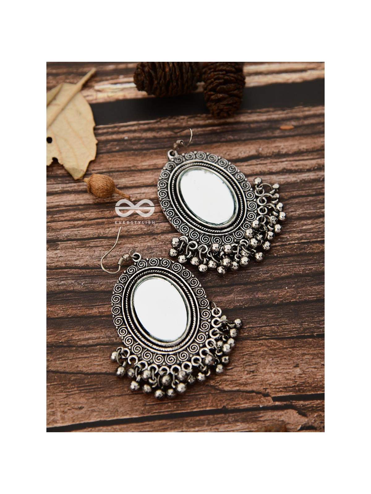 The Vintage Mirrors - Oxidised Boho Earrings