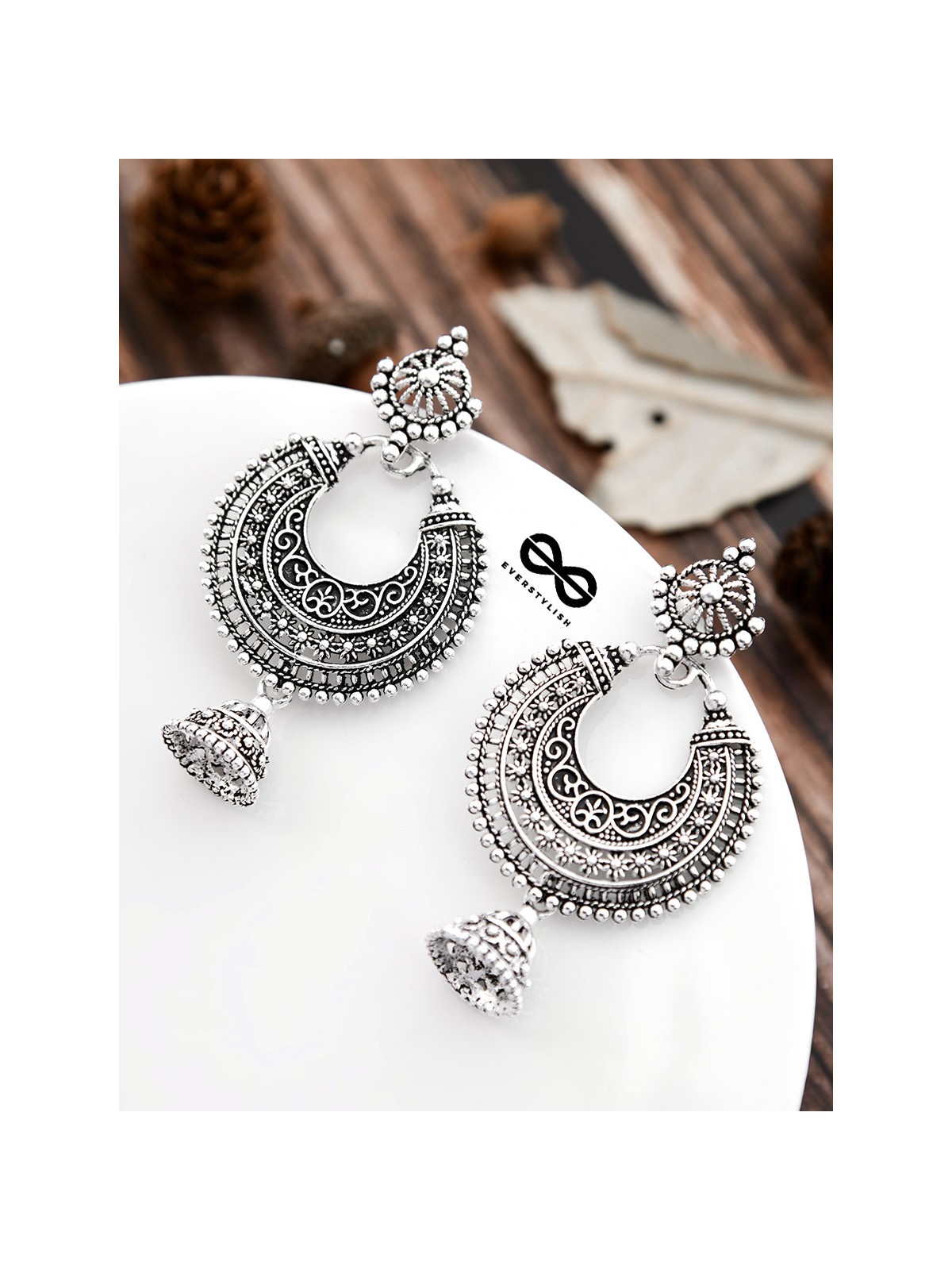 The Intricate Motifs - Oxidised Boho Earrings