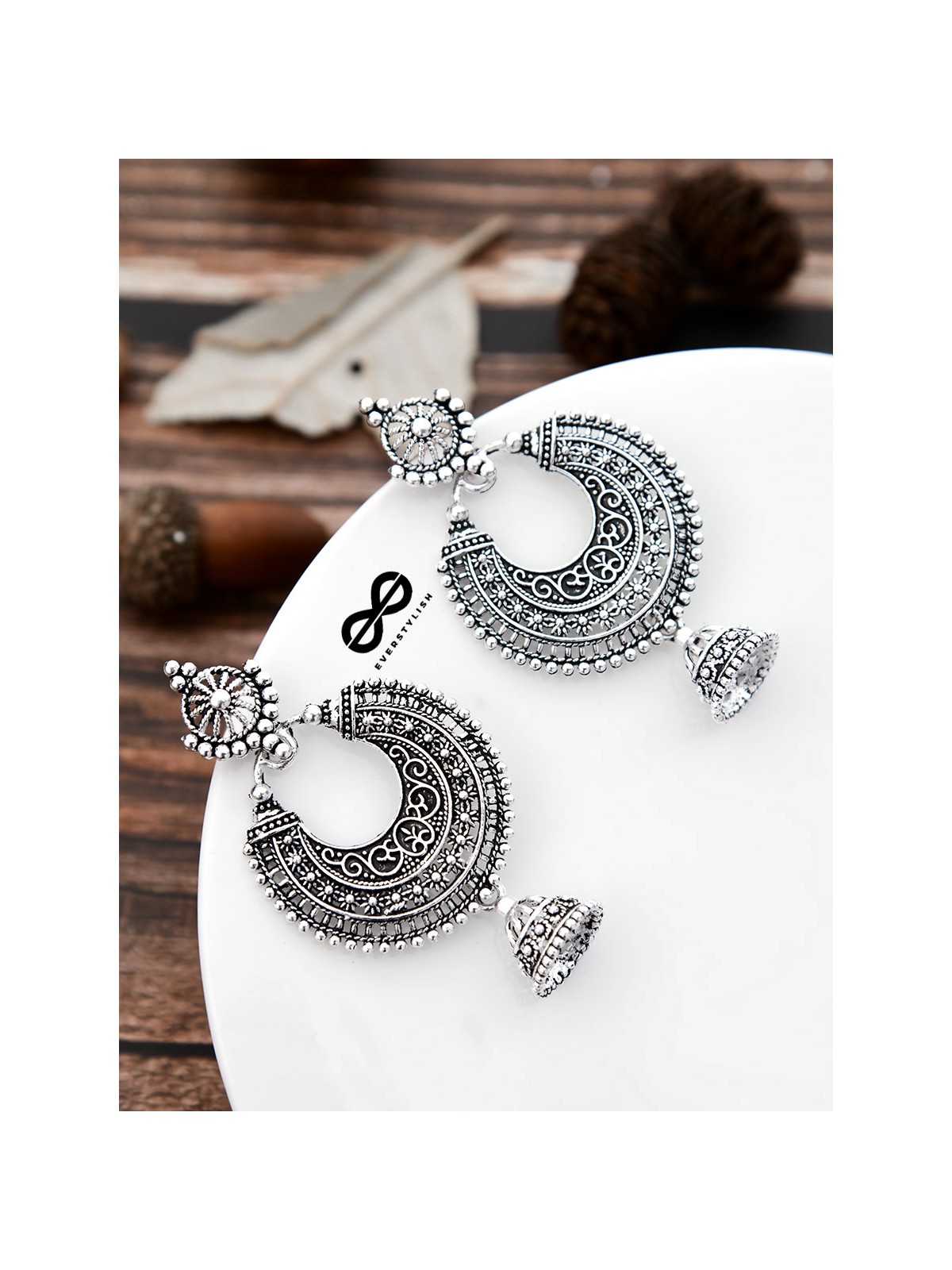 The Intricate Motifs - Oxidised Boho Earrings