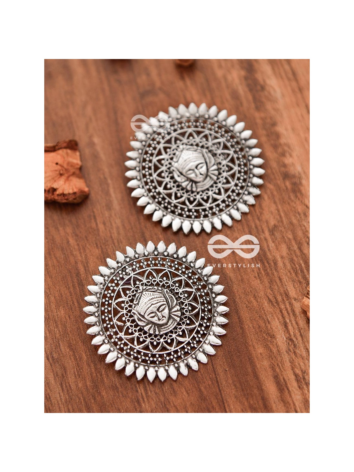 The Godly Durga Studs - Oxidised Boho Earrings