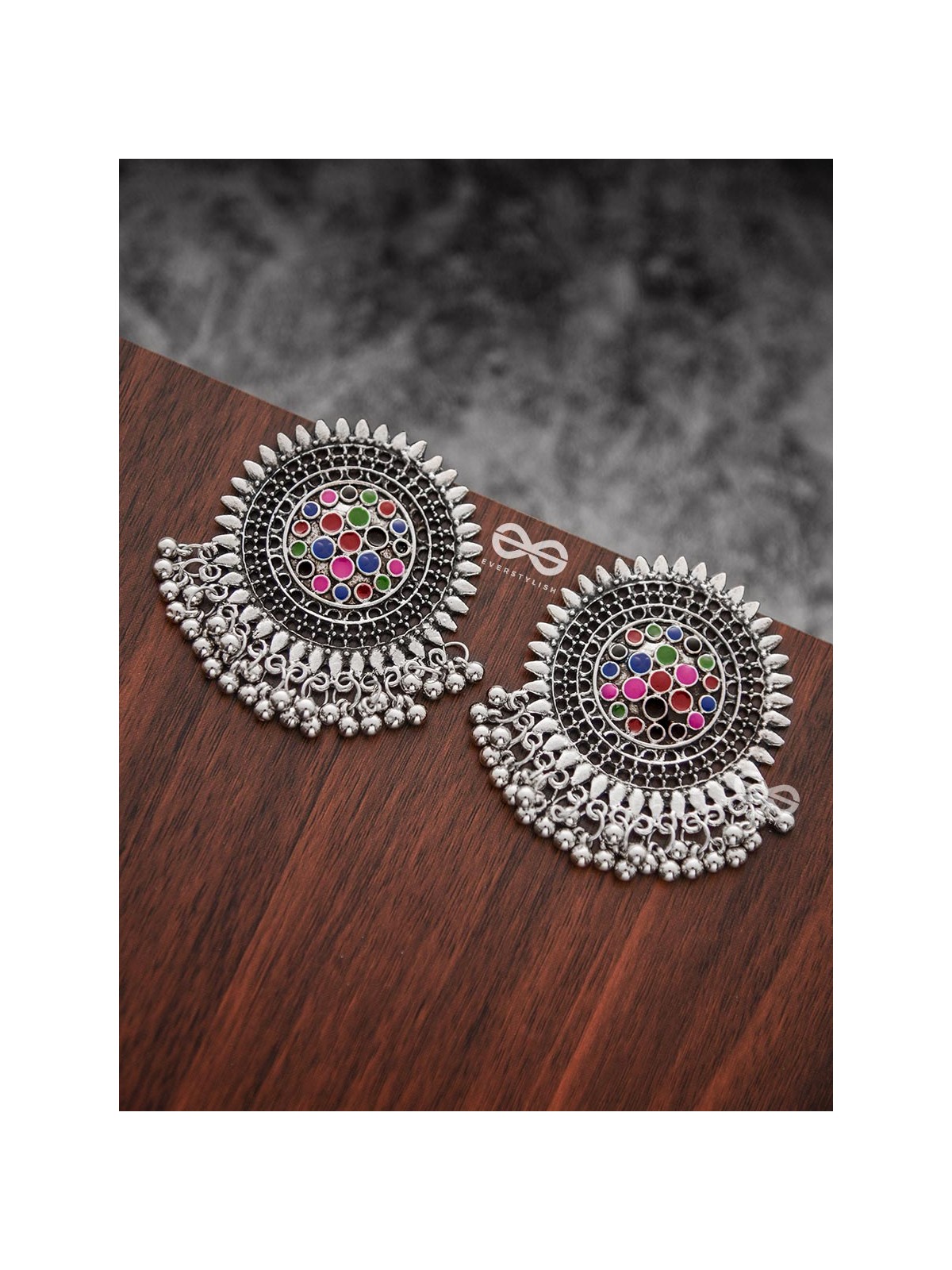 The Multi-Coloured Enamelled Sun Studs - Embellished Oxidised Collection