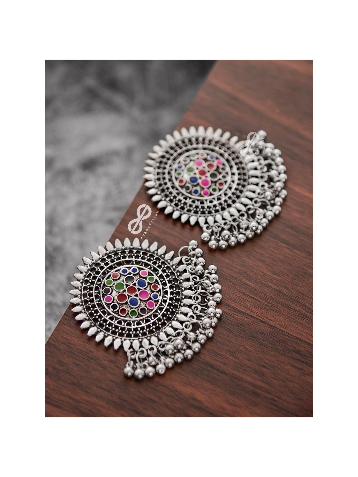 The Multi-Coloured Enamelled Sun Studs - Embellished Oxidised Collection