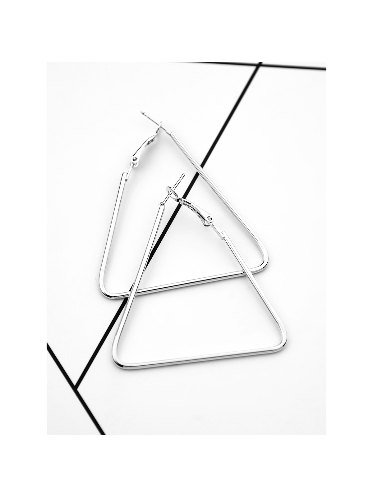 The Everyday Chic - Oversized Triangle Hoops - Silver