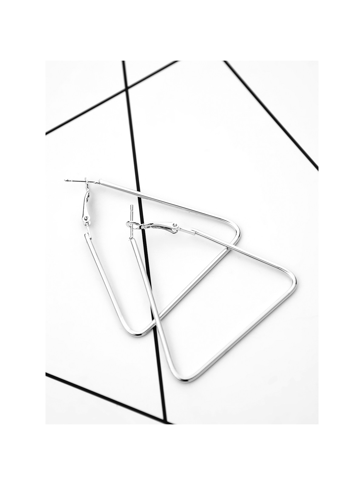 The Everyday Chic - Oversized Triangle Hoops - Silver