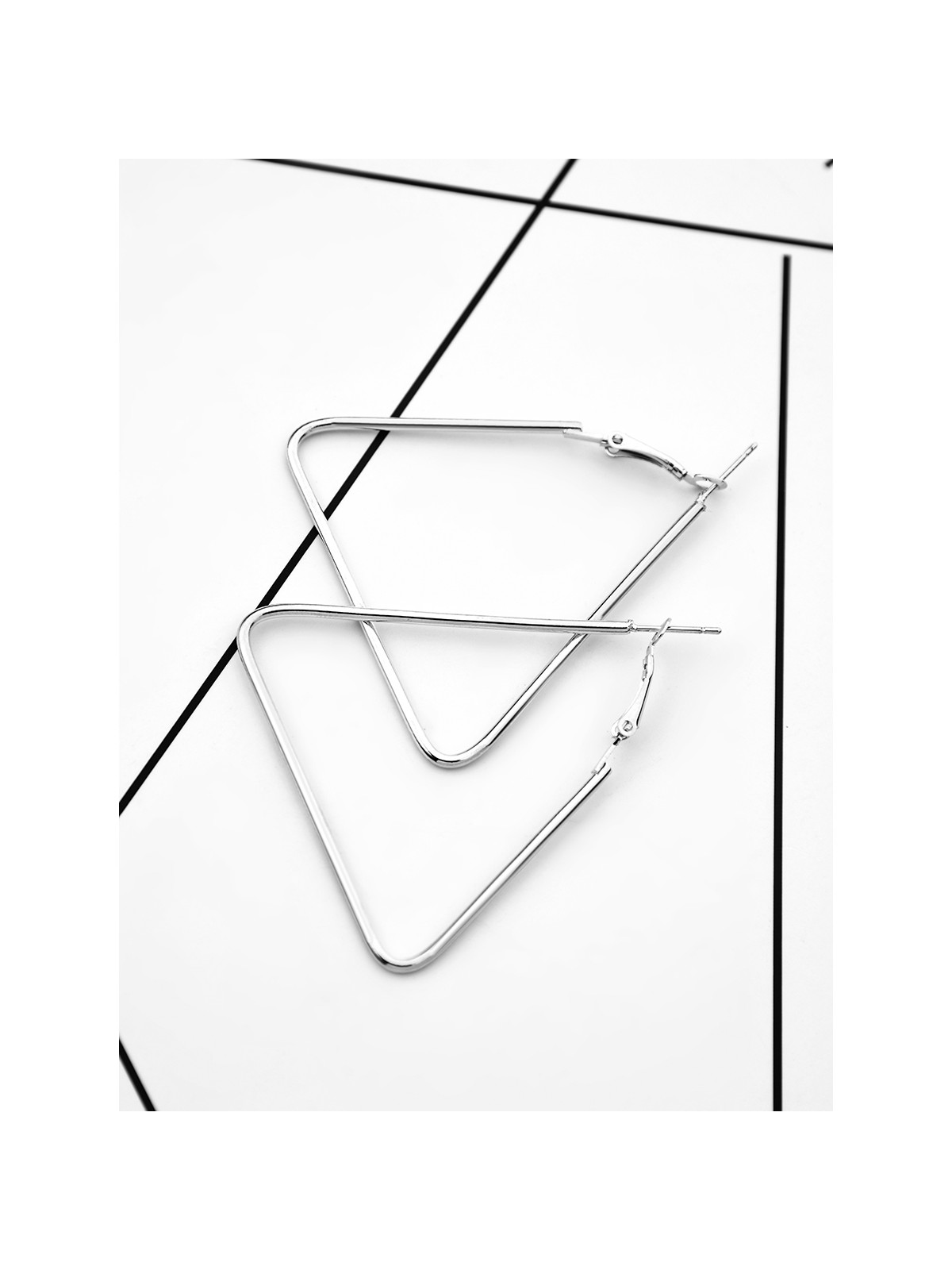 The Everyday Chic - Oversized Triangle Hoops - Silver