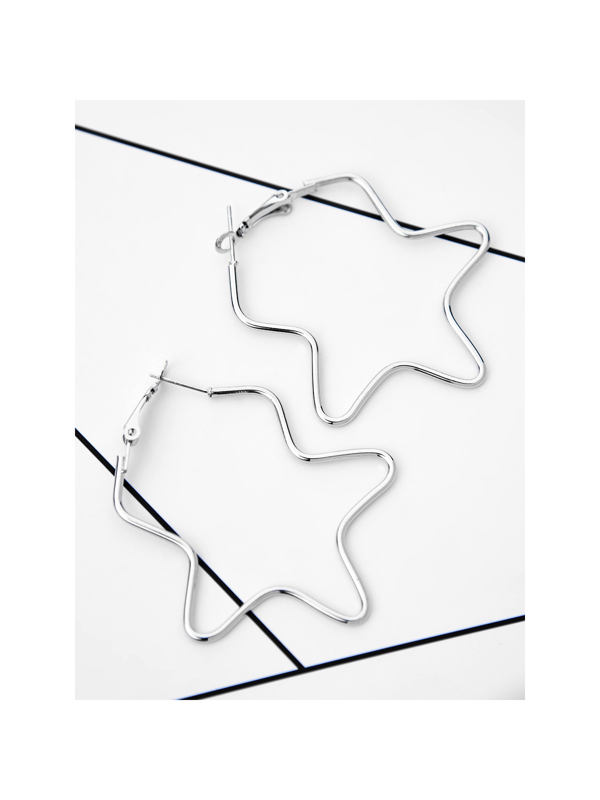 The Everyday Chic - Oversized Star Hoops - Silver