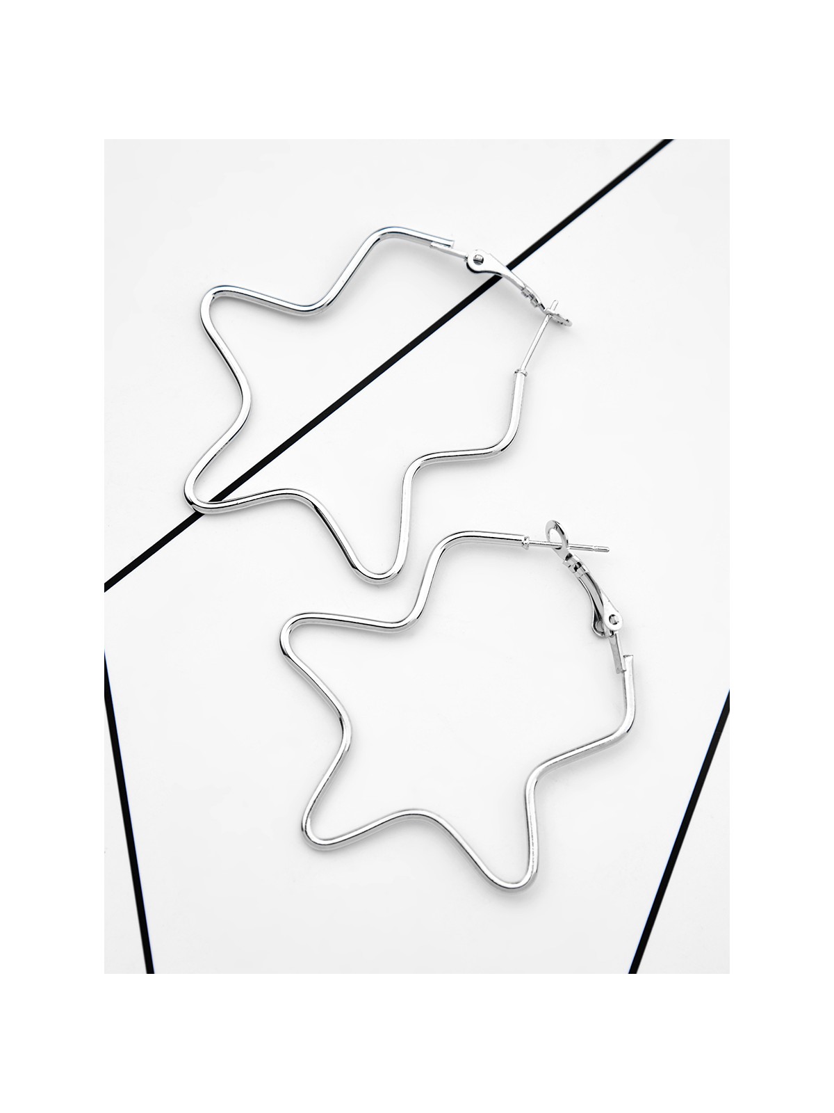 The Everyday Chic - Oversized Star Hoops - Silver