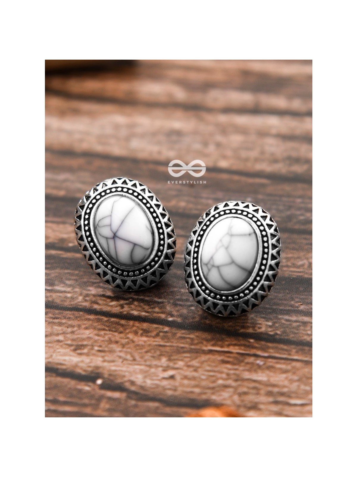 The Marble Button Studs - Tiny Trinket Earrings
