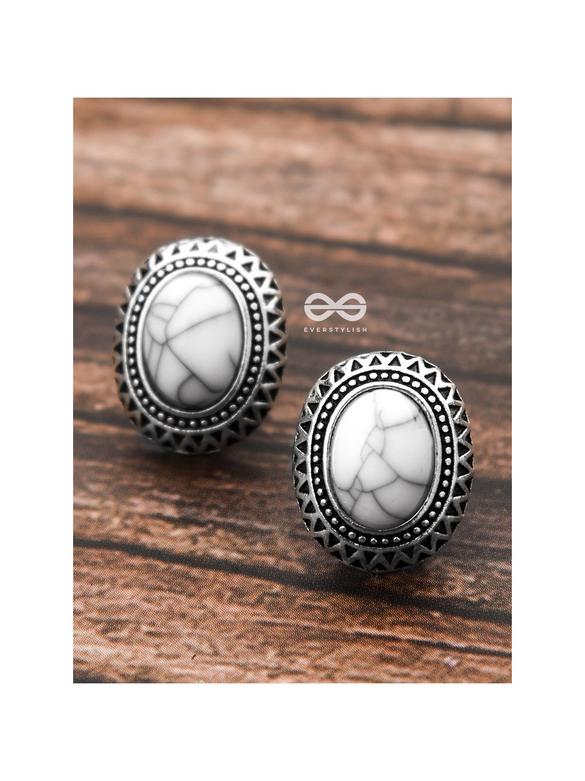 The Marble Button Studs - Tiny Trinket Earrings