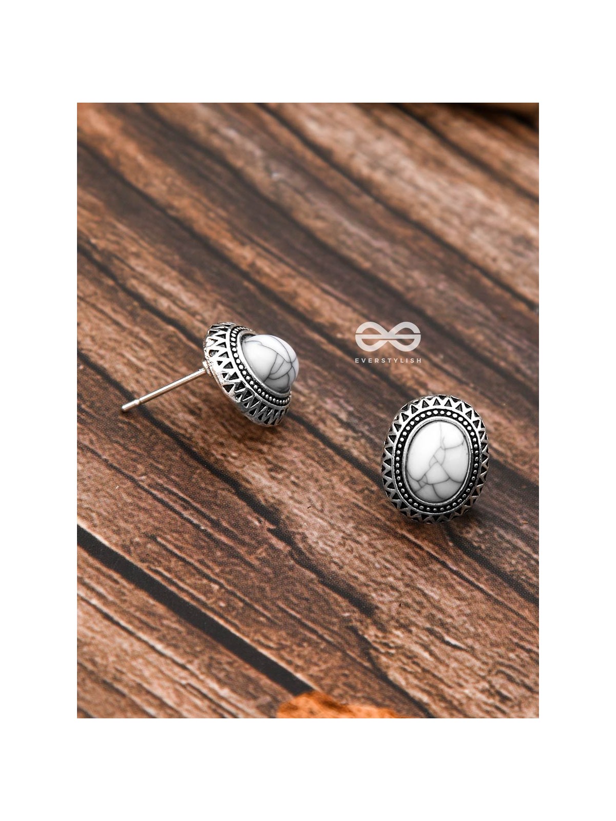 The Marble Button Studs - Tiny Trinket Earrings