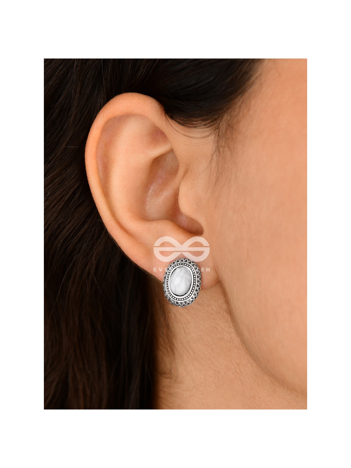 The Marble Button Studs - Tiny Trinket Earrings