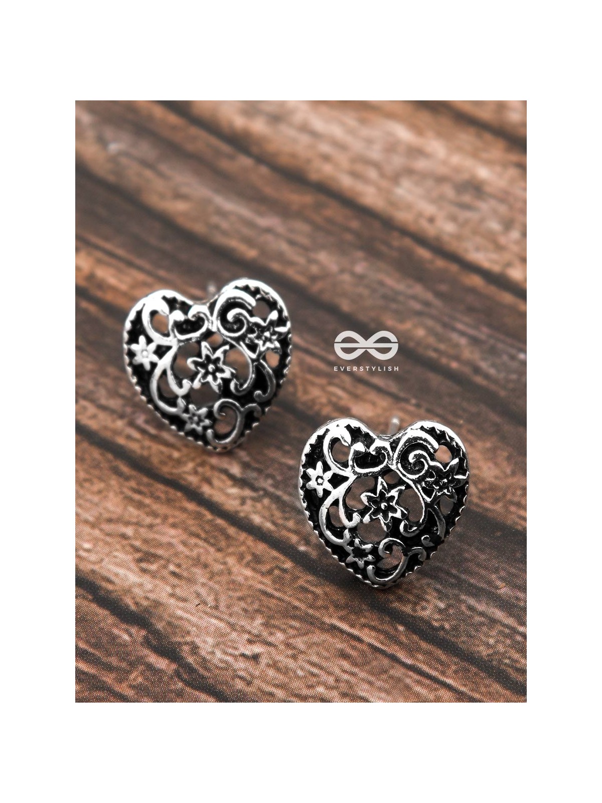 The Intricate Heart Studs - Tiny Trinket Earrings