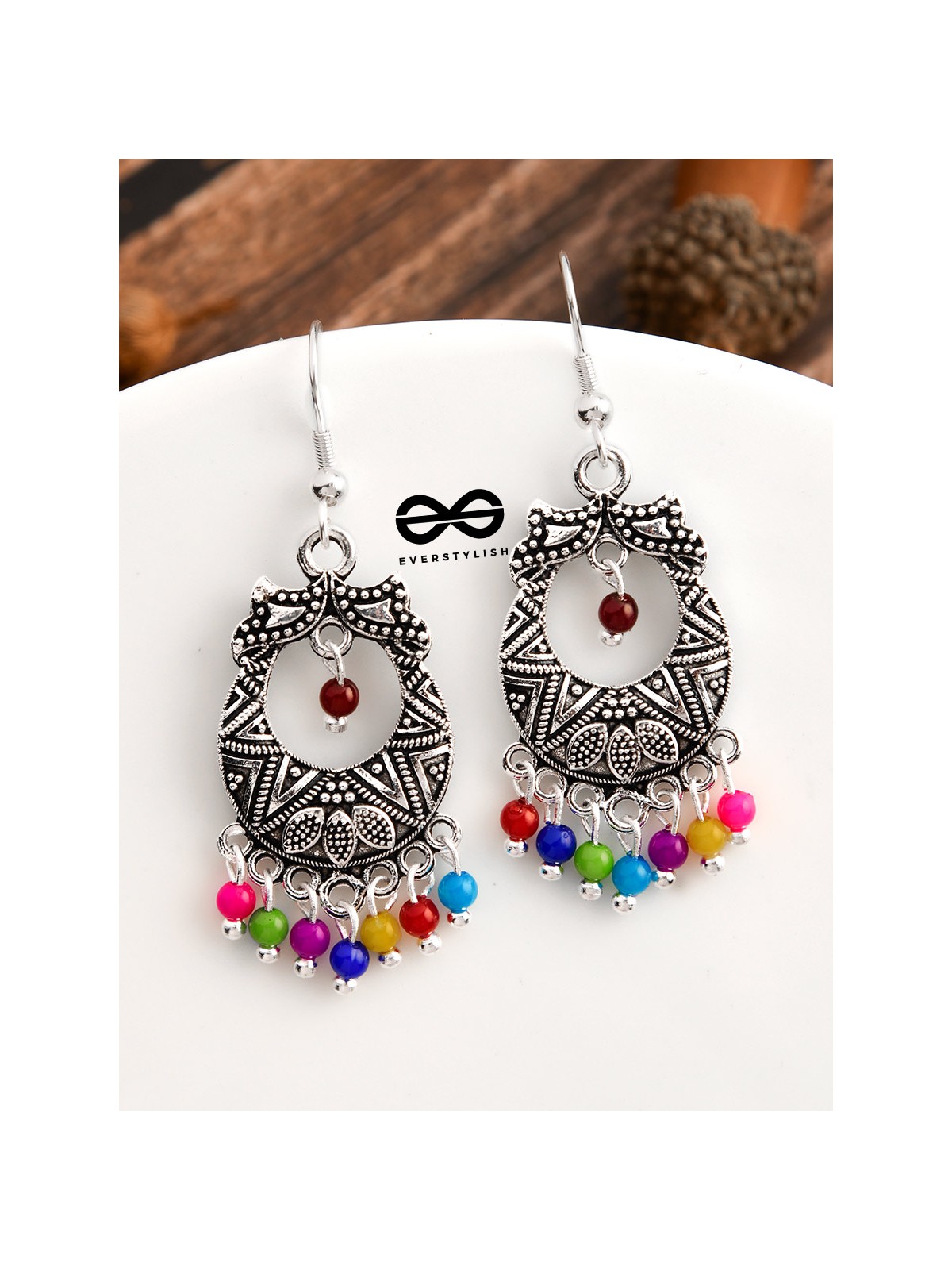The Little Intricate Aztec Danglers - Oxidised Boho Earrings