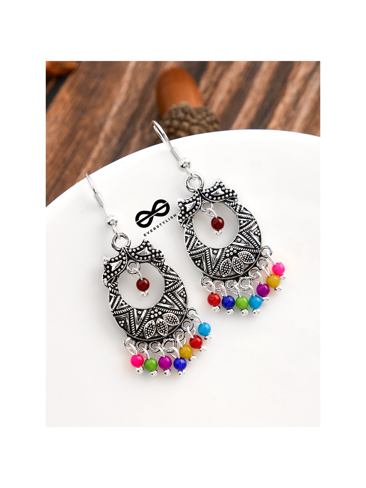 The Little Intricate Aztec Danglers - Oxidised Boho Earrings