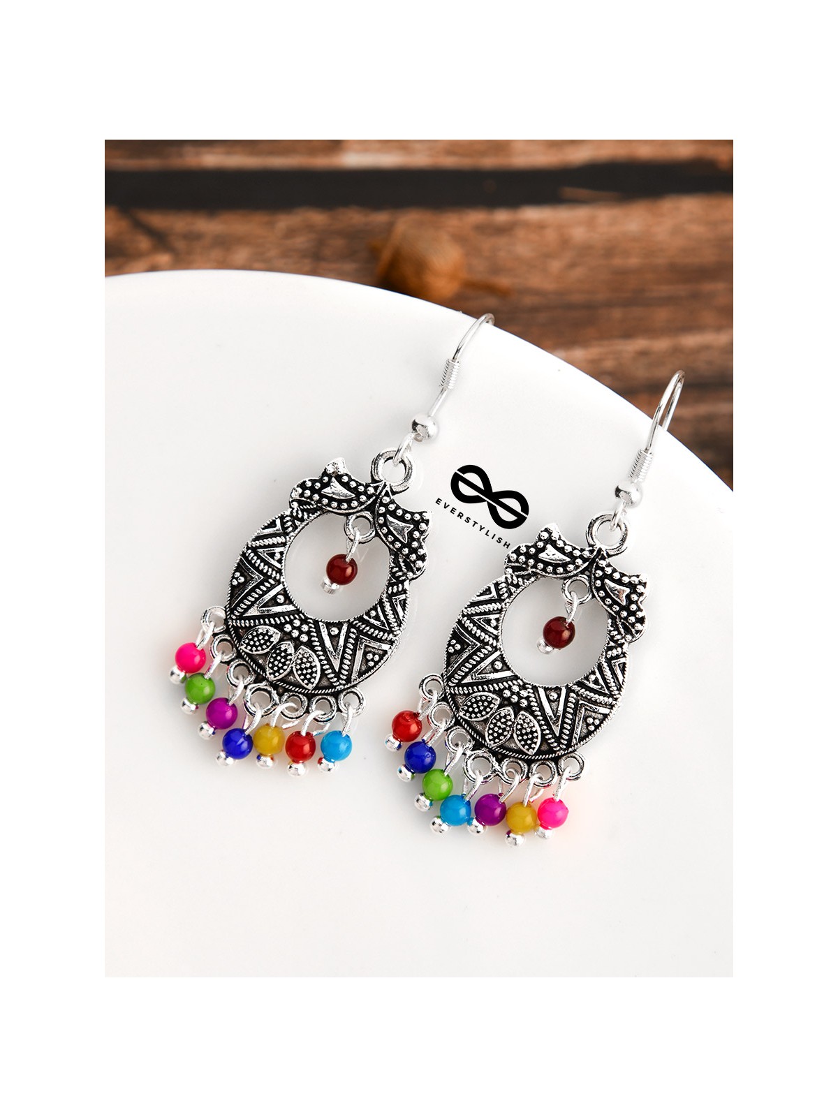 The Little Intricate Aztec Danglers - Oxidised Boho Earrings
