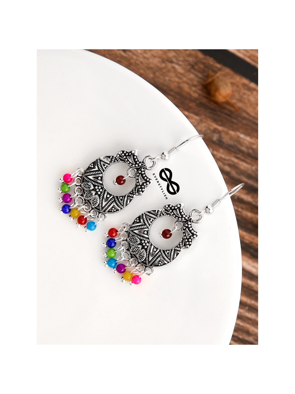 The Little Intricate Aztec Danglers - Oxidised Boho Earrings