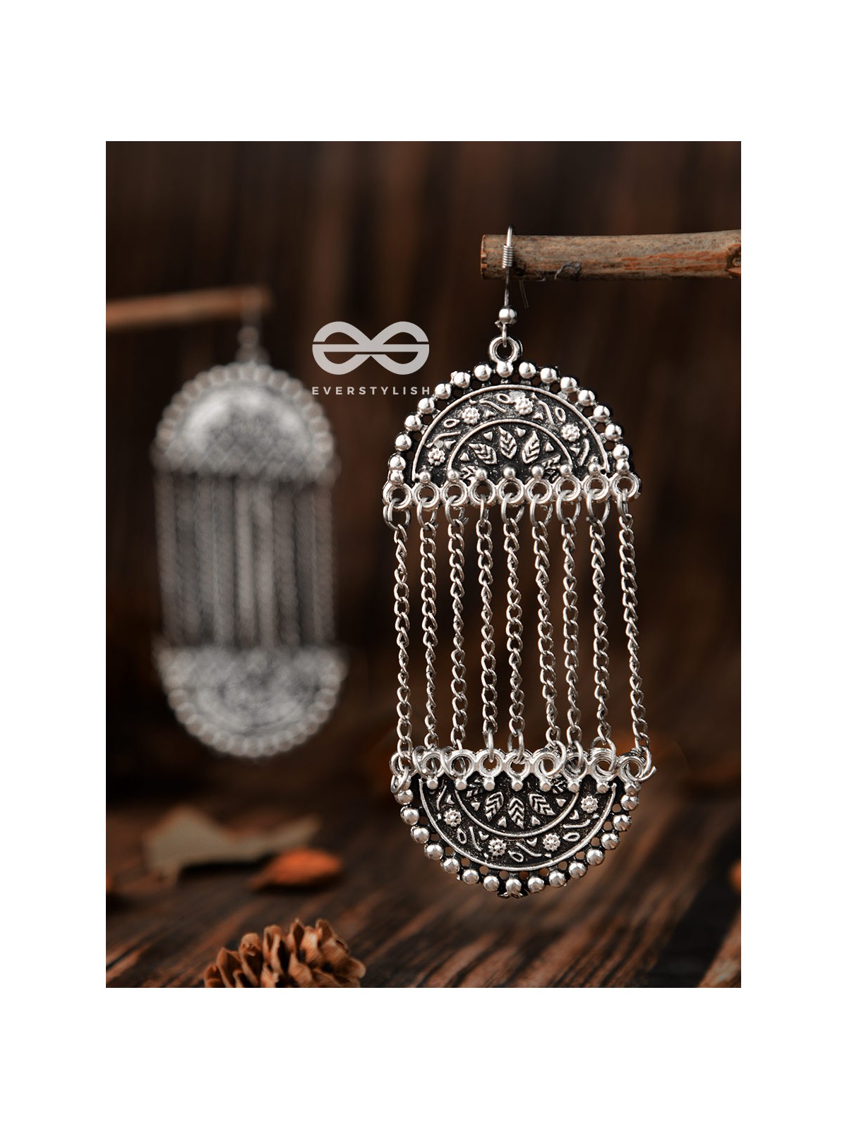 The Midnight Moon Shadow - Oxidised Boho Earrings