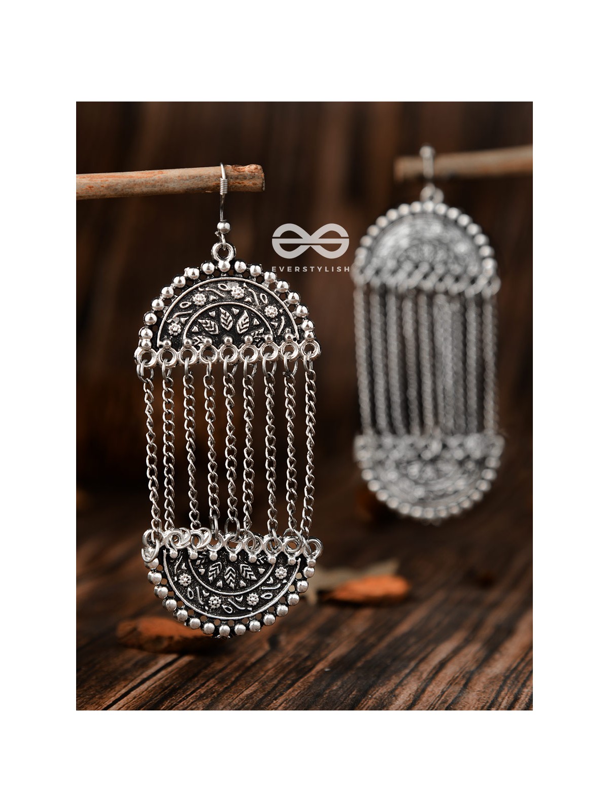 The Midnight Moon Shadow - Oxidised Boho Earrings