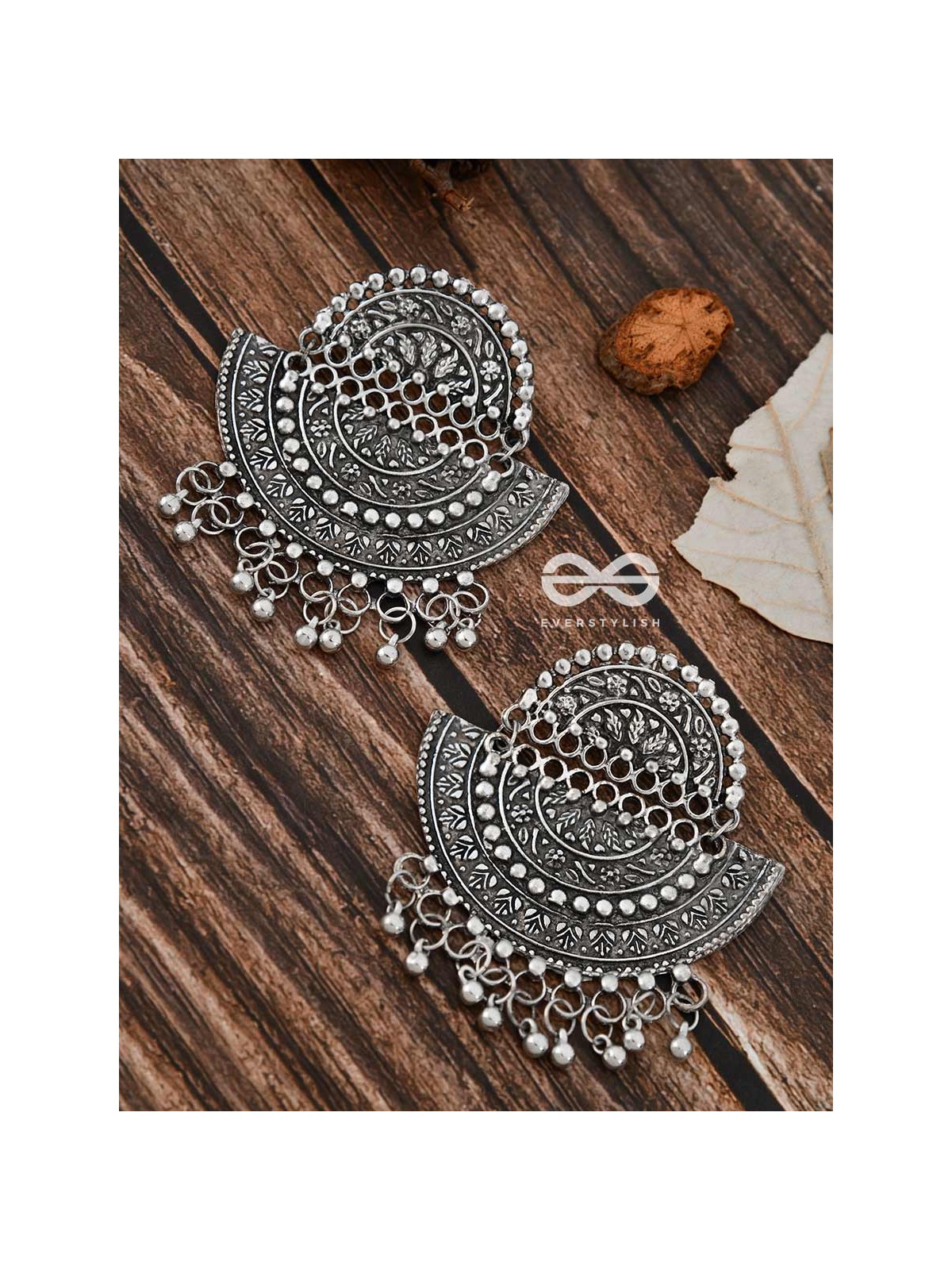 The Intricate Moon Artwork - Oxidised Boho Earrings