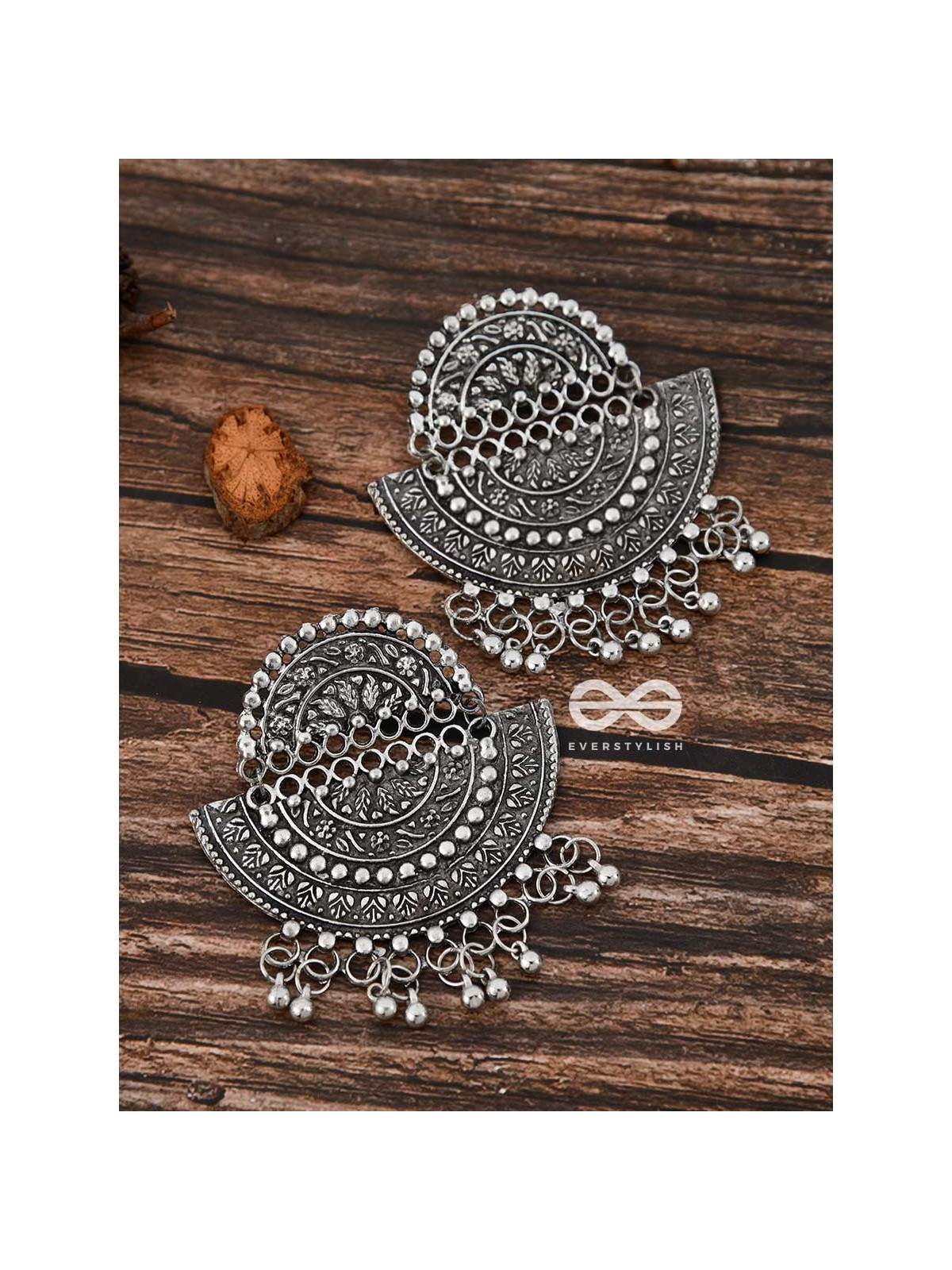 The Intricate Moon Artwork - Oxidised Boho Earrings
