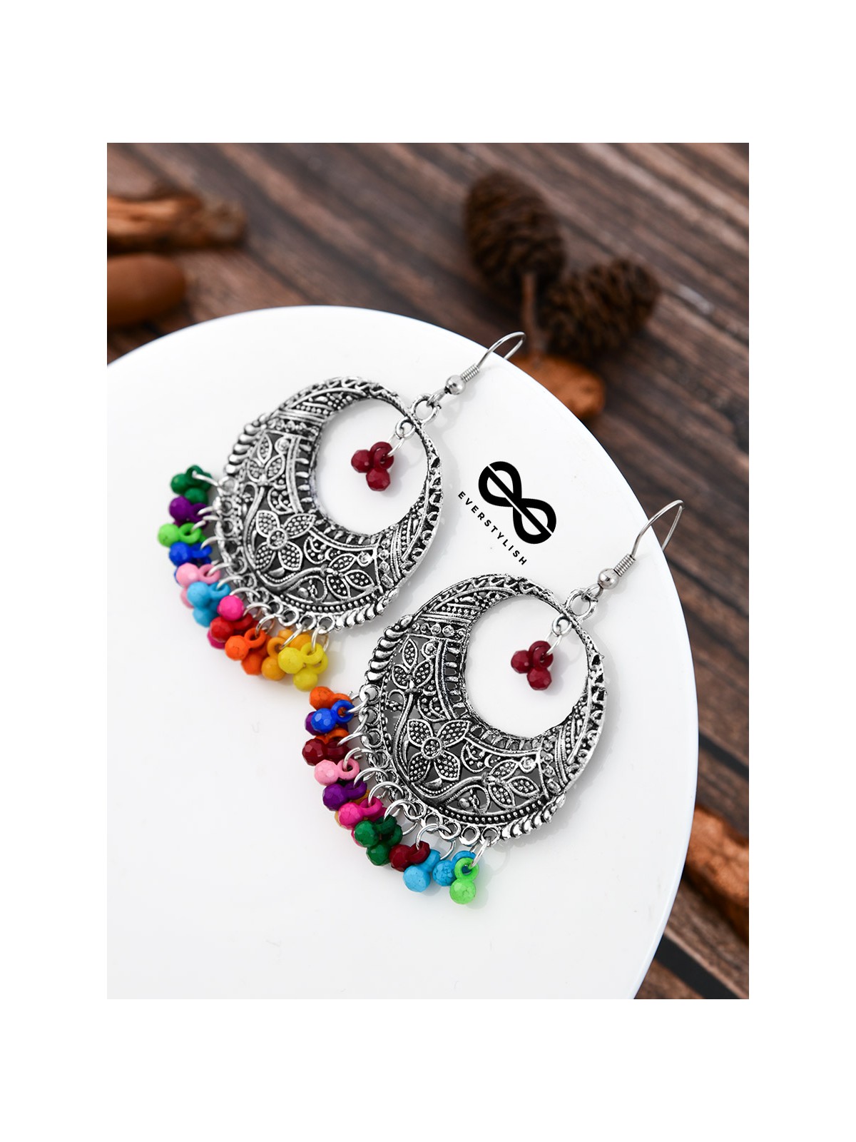 The Nature Motifs (Multicolour) - Oxidised Boho Earrings