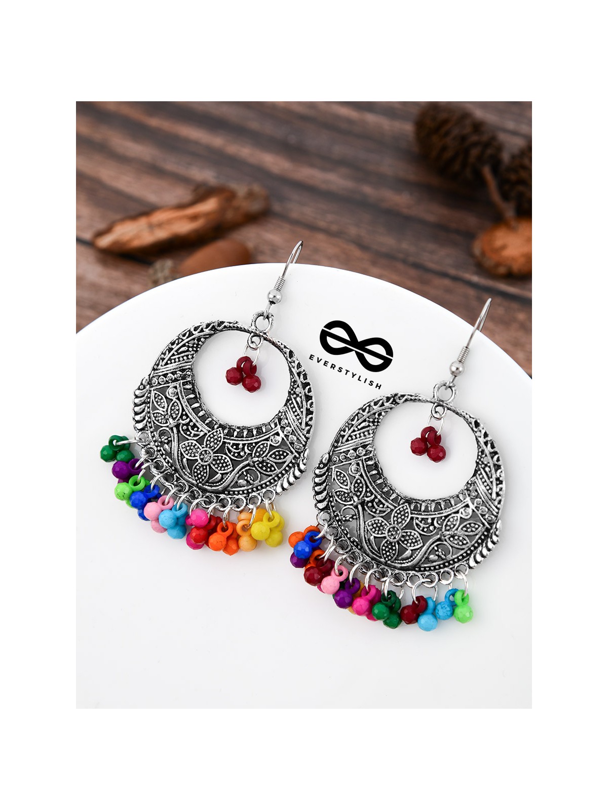 The Nature Motifs (Multicolour) - Oxidised Boho Earrings