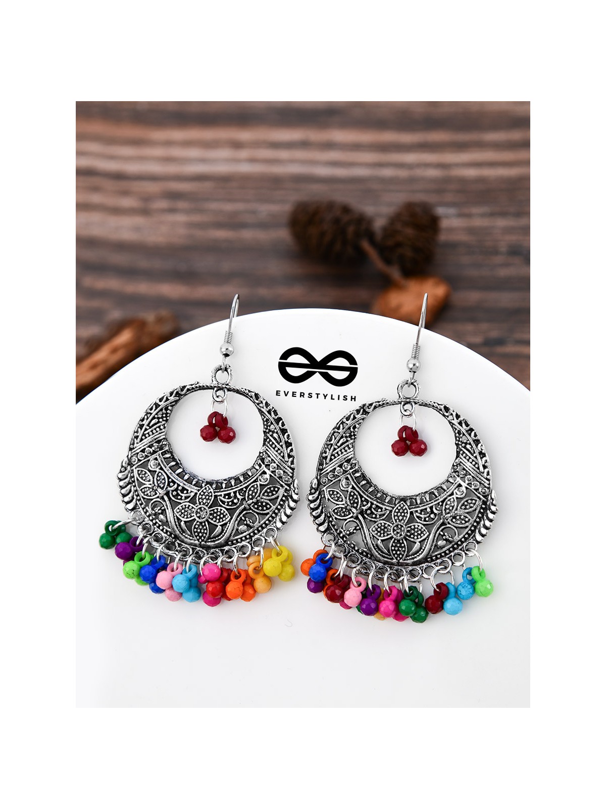 The Nature Motifs (Multicolour) - Oxidised Boho Earrings