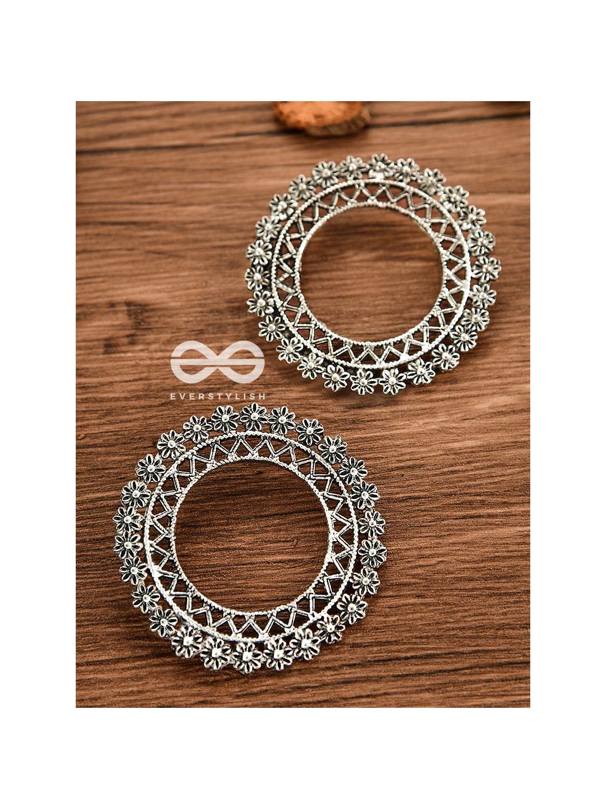 The ZigZag Floral Sun - Oxidised Boho Earrings