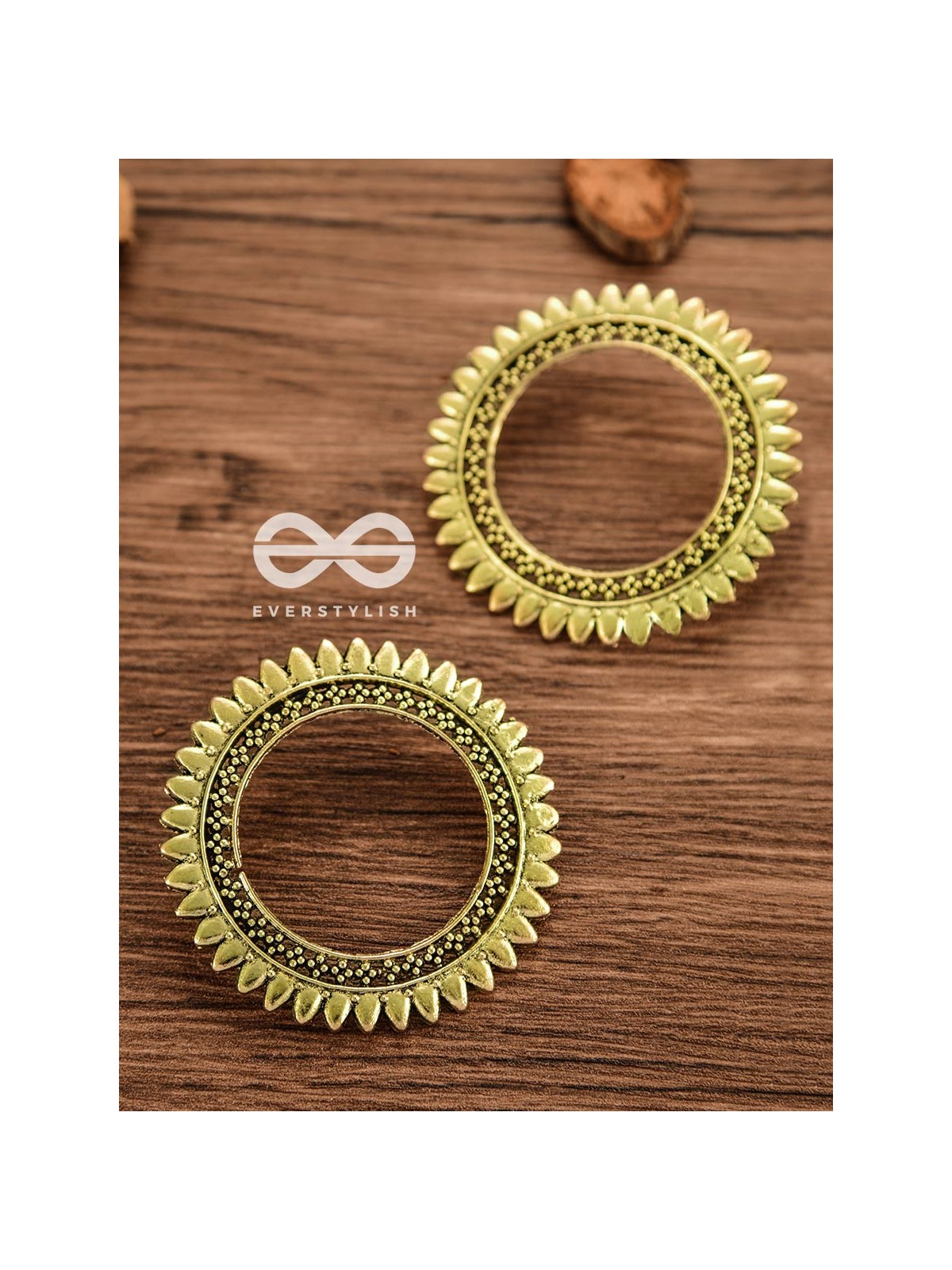 The Bohemian Sun - Oxidised Boho Earrings (Golden)