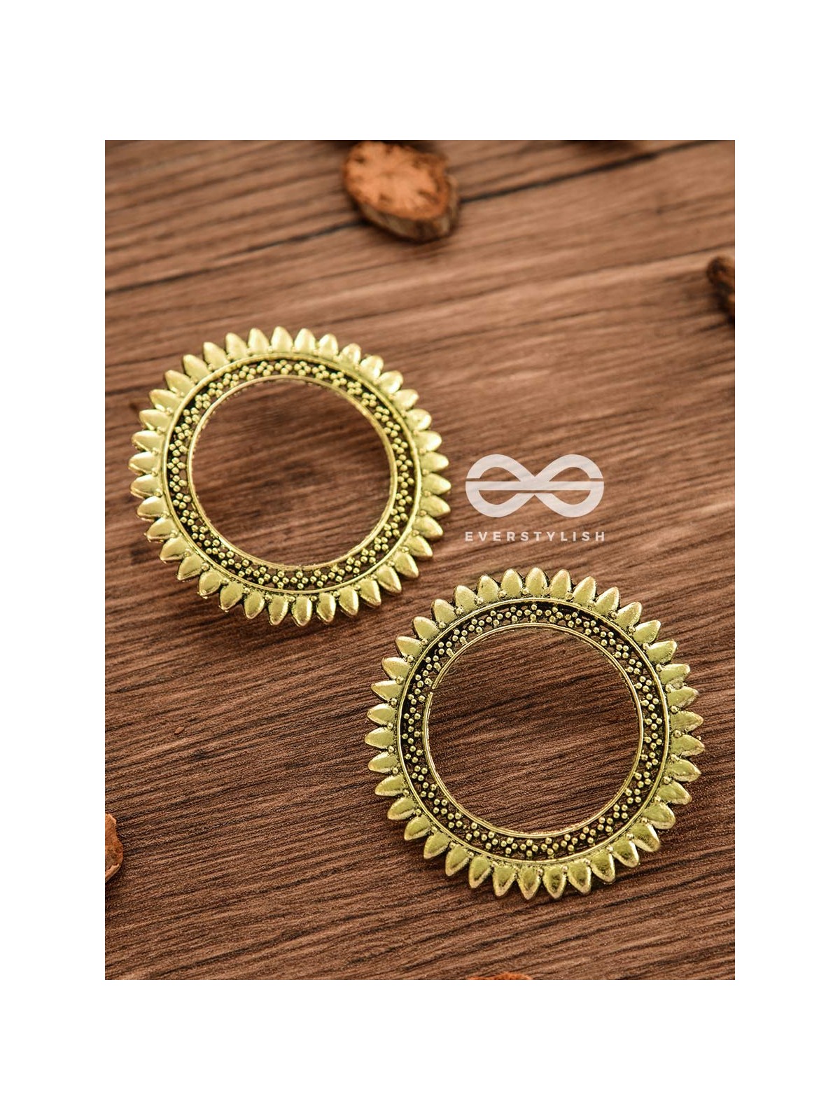 The Bohemian Sun - Oxidised Boho Earrings (Golden)