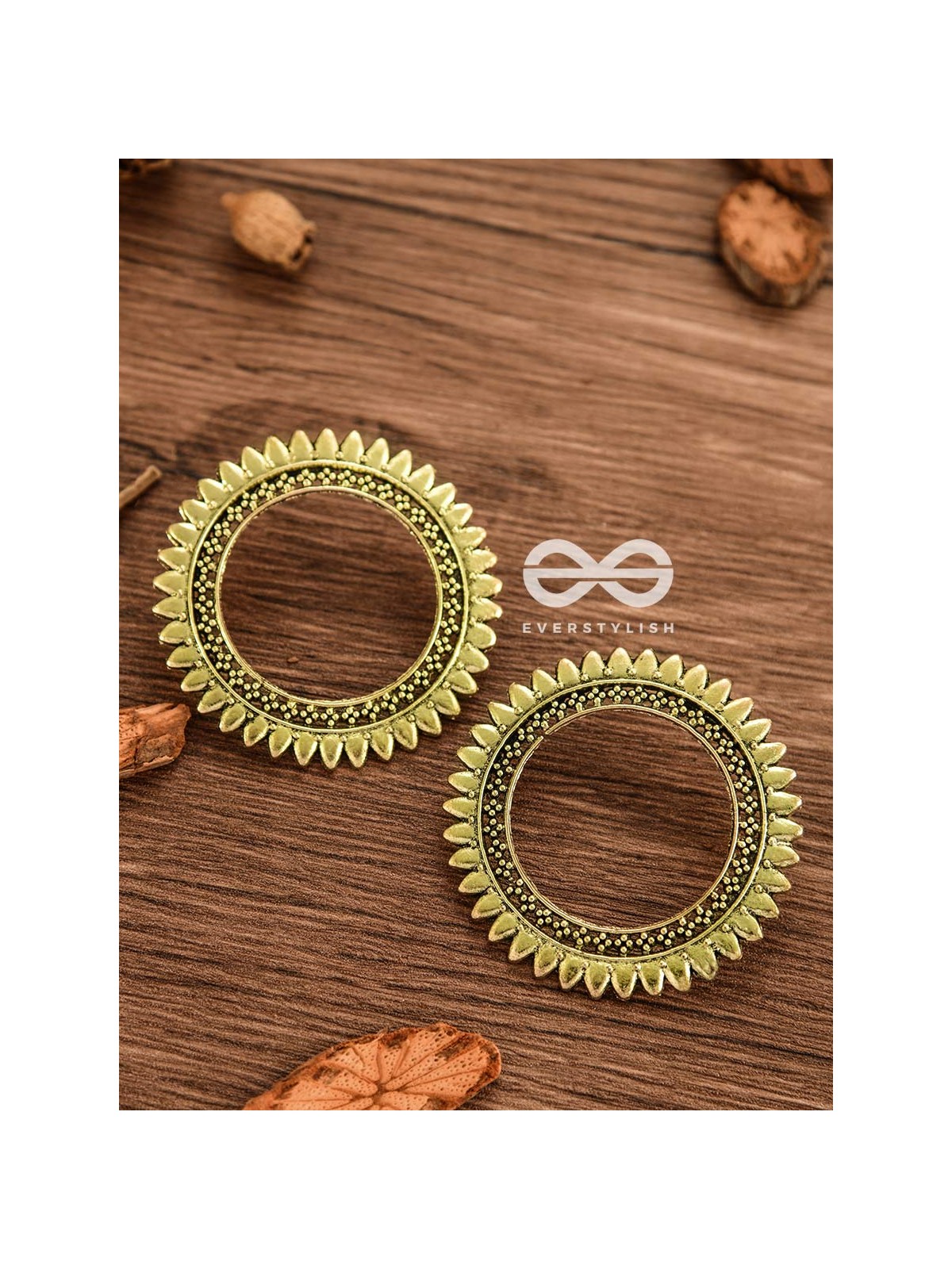 The Bohemian Sun - Oxidised Boho Earrings (Golden)