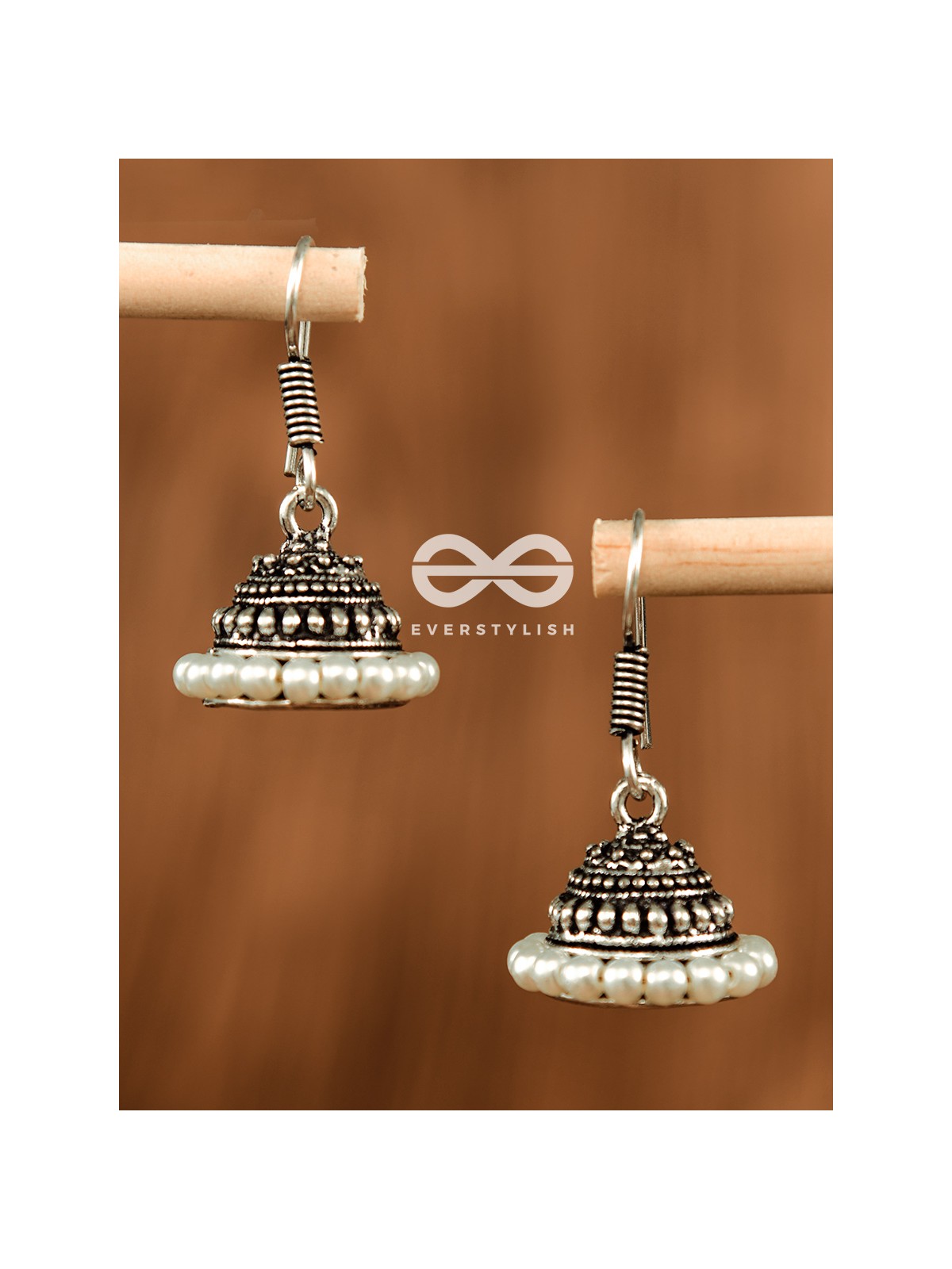 The Threaded Pearl Jhumki - Tiny Trinket Earrings