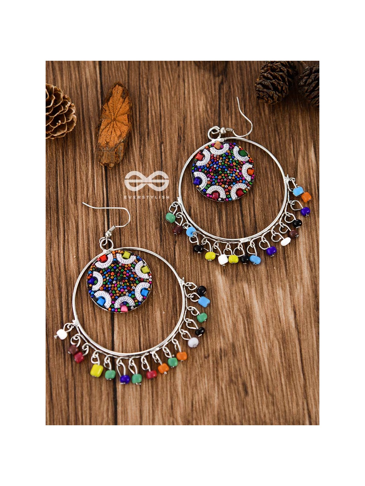 Colour Me Crazy - Oxidised Boho Earrings - Silver