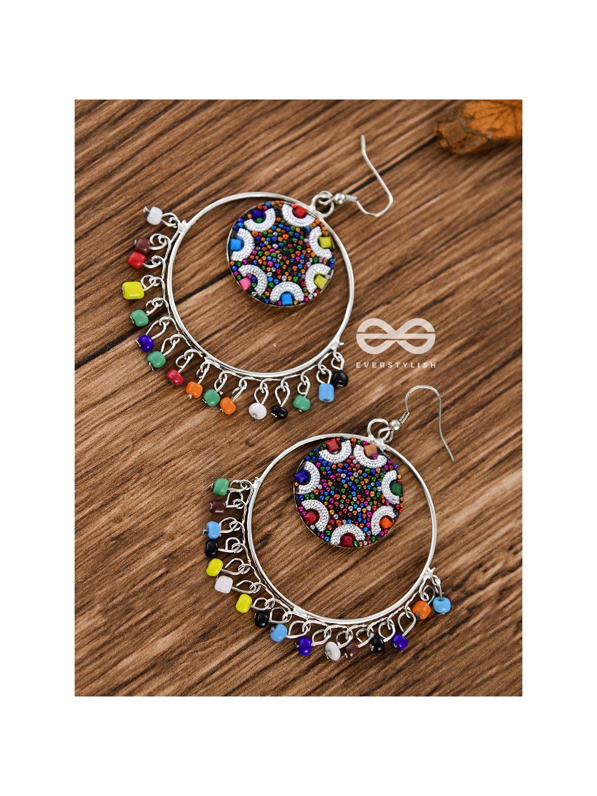 Colour Me Crazy - Oxidised Boho Earrings - Silver