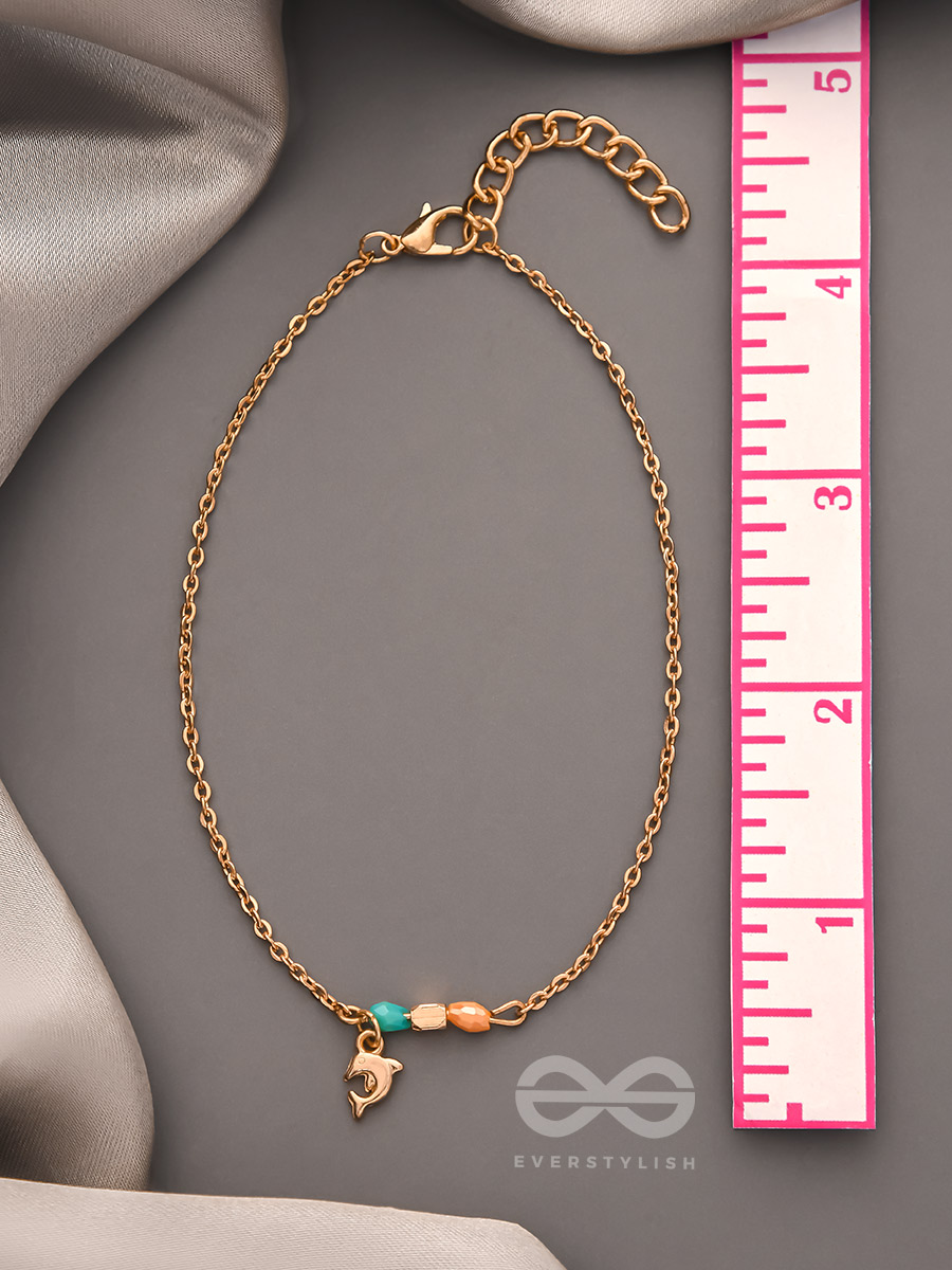 The Dolphin Smile- Golden Beads Anklet