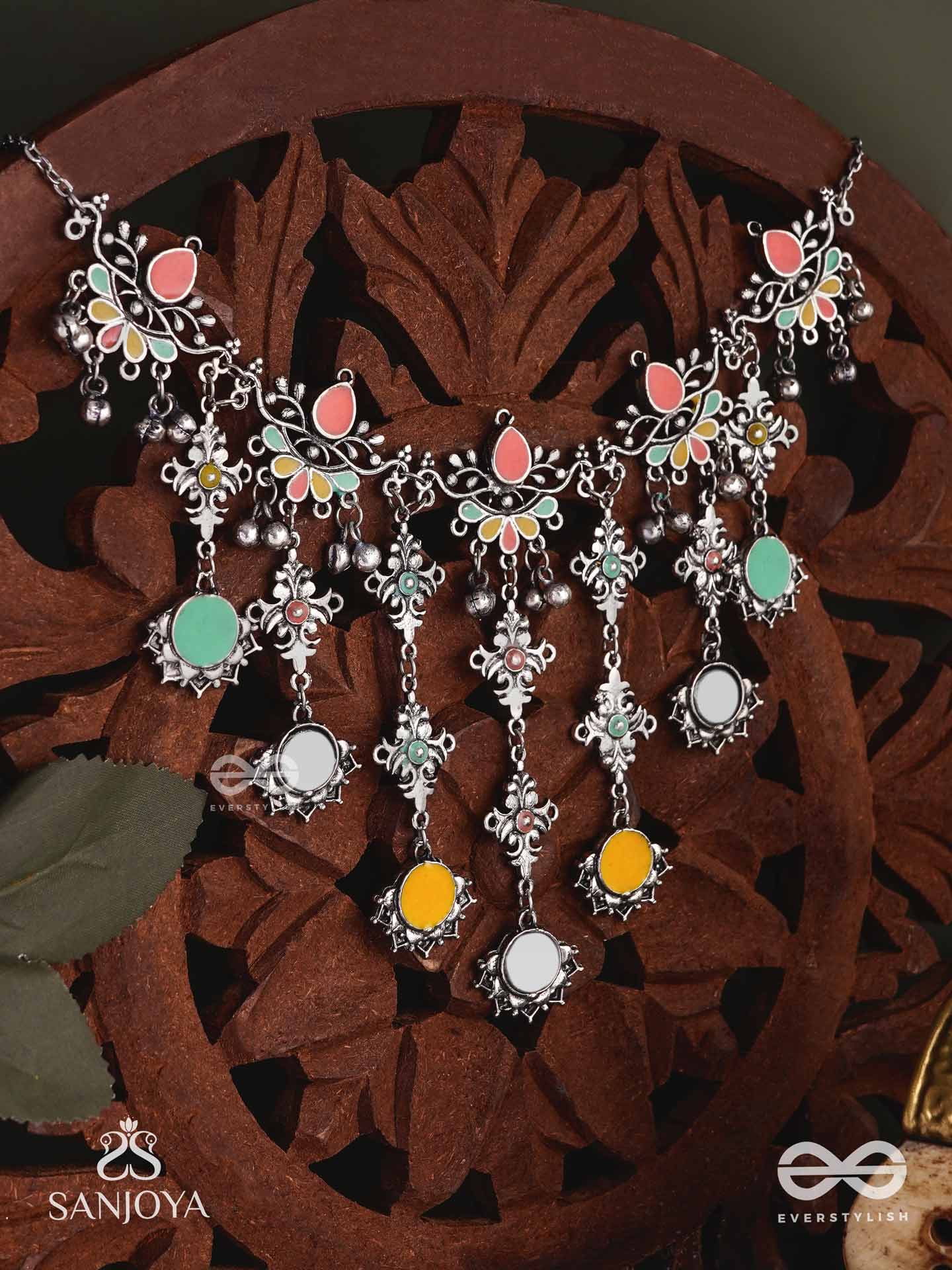 Vibhaati - The Minty Sparklers - Statement Gold And Green Embellished Earrings